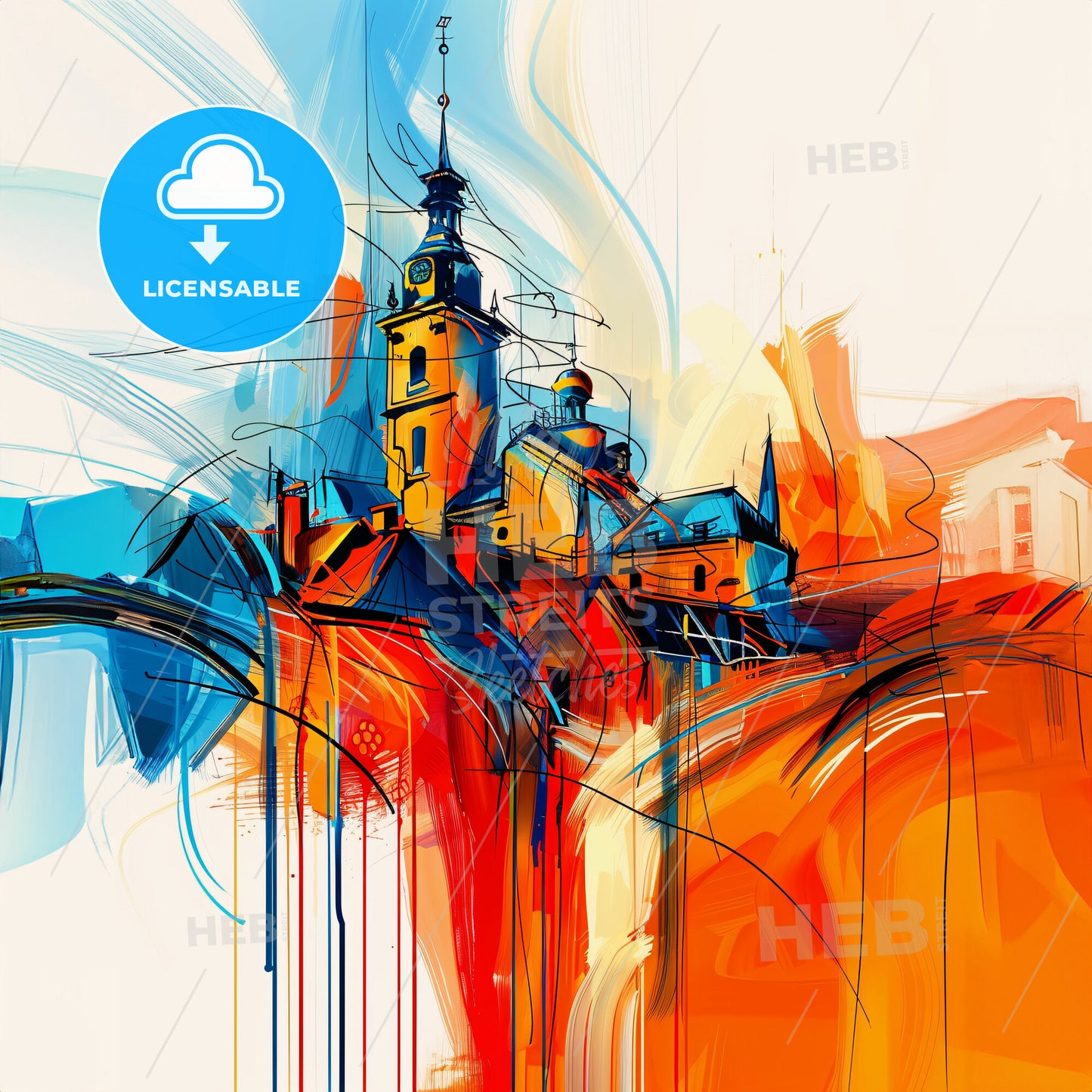 Vibrant Seraing, Belgium - A Painting Of A Building