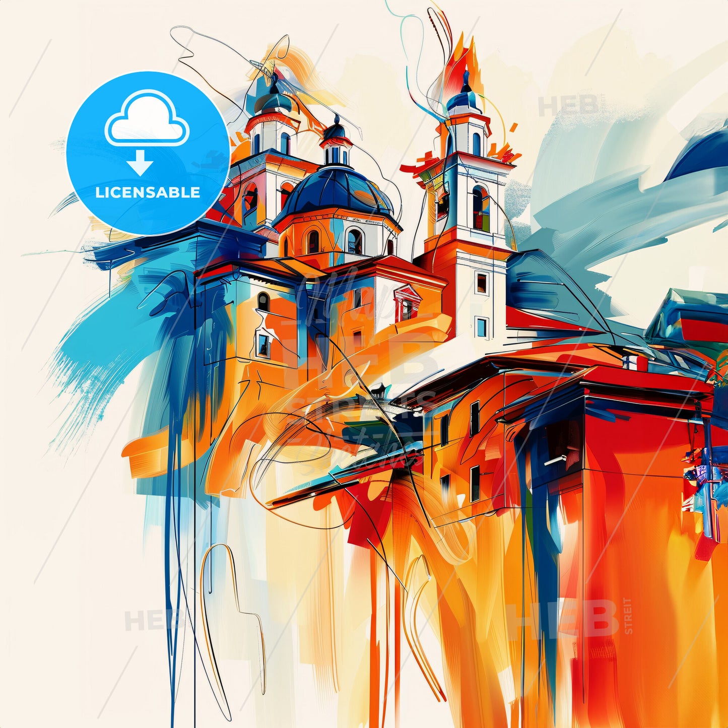 Vibrant Serravalle, San Marino - A Painting Of A Building