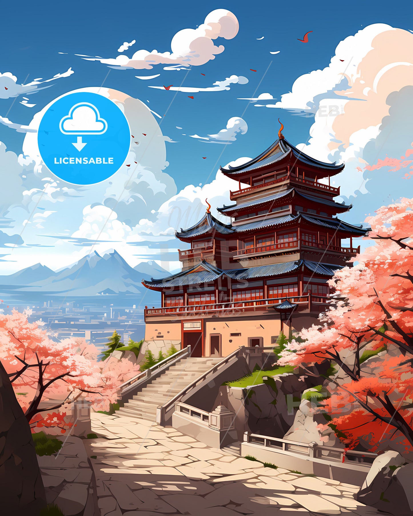 Shenyang, painting, art, architecture, skyscrapers, blue skies, clouds, nature, travel