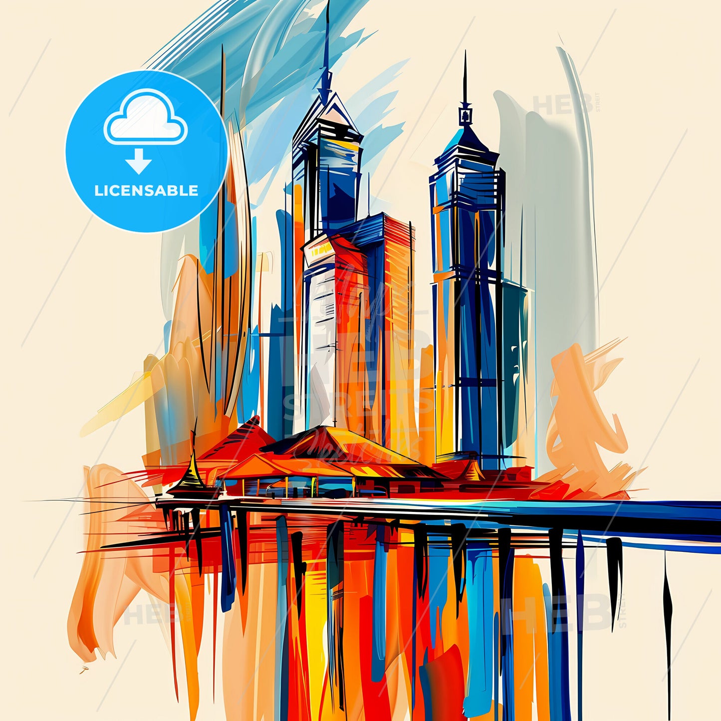 Vibrant Shenzhen, China - A Painting Of A City