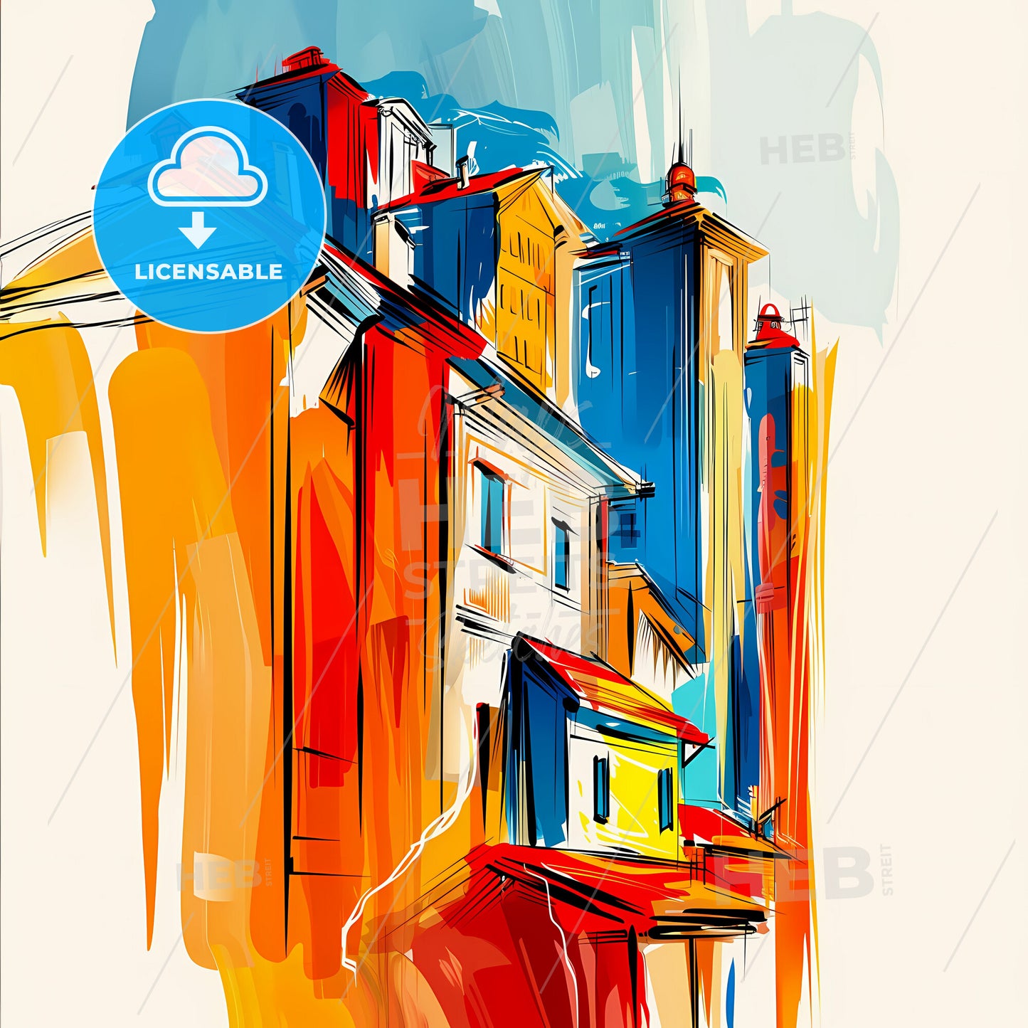 Vibrant Shizuoka, Japan - A Colorful Drawing Of Buildings