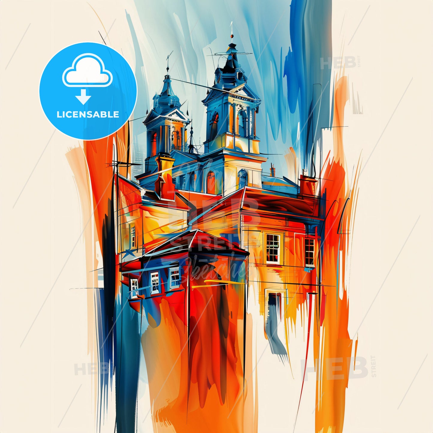 Vibrant Shrewsbury, England - A Painting Of A Building