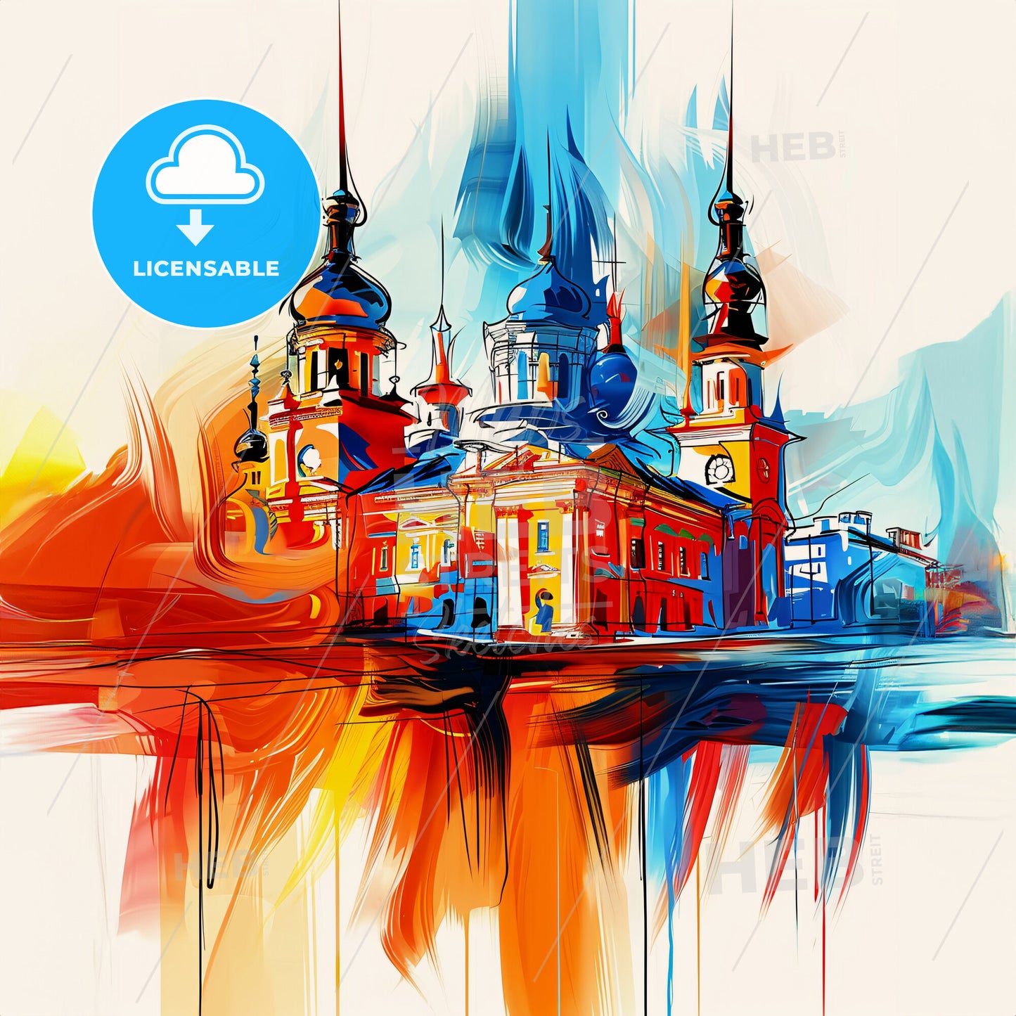 Vibrant Shymkent, Kazakhstan - A Painting Of A Building With Towers