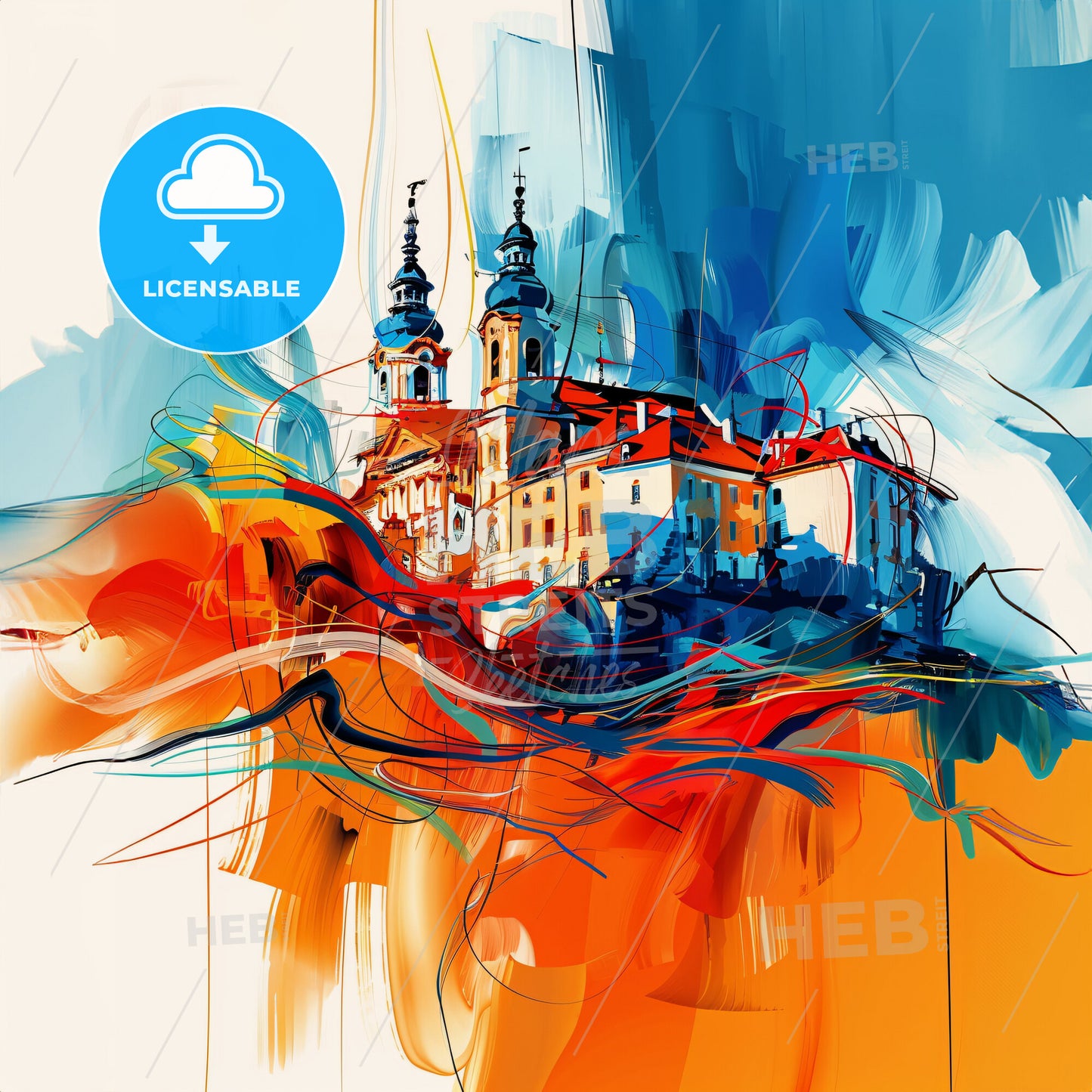 Vibrant Siegen, Germany - A Painting Of A Building