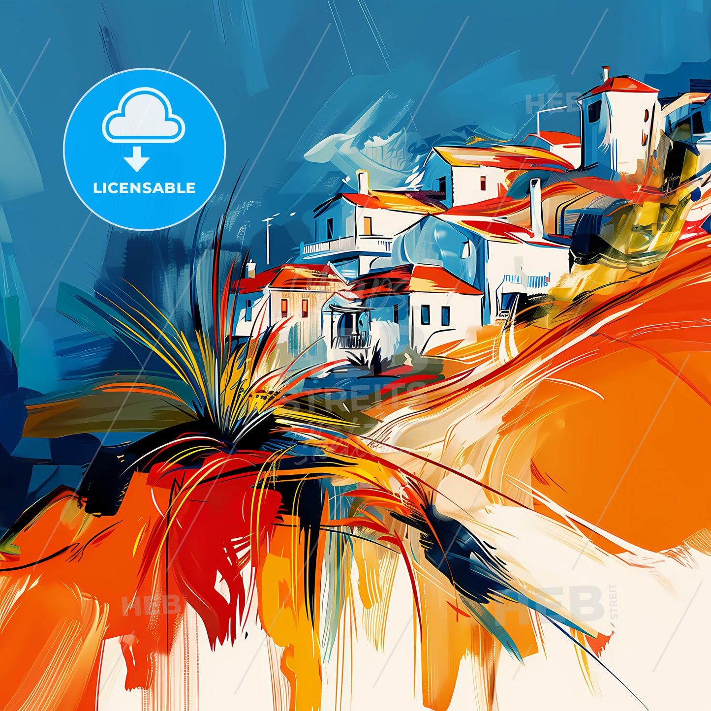 Vibrant Simi Valley, California - A Painting Of A Village