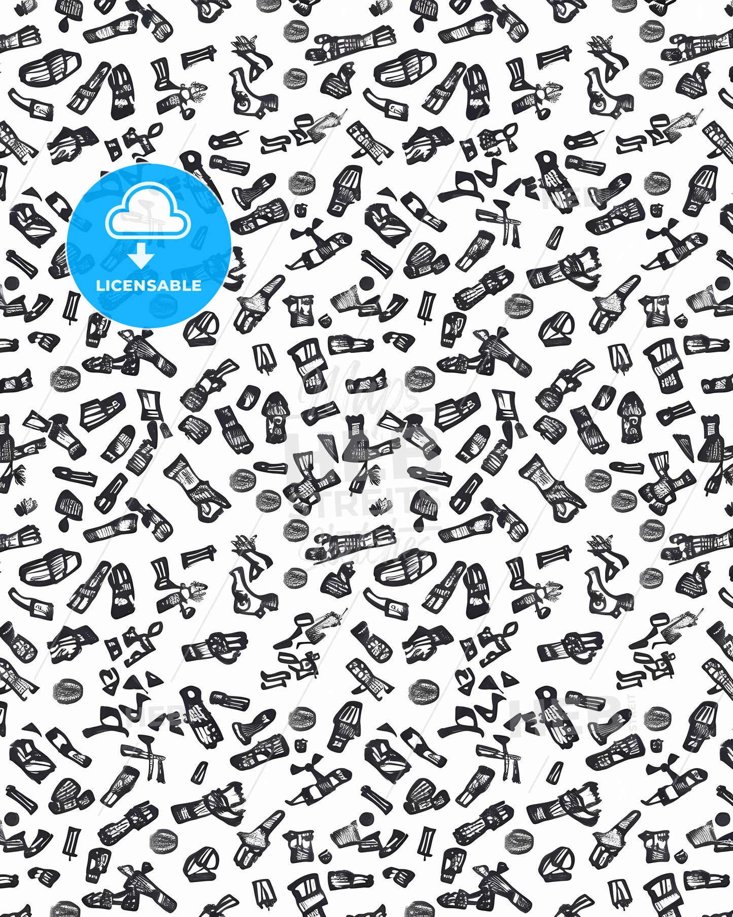 Black and White Doodle Pattern - Vibrant Artistic Painting - Seamless Background - Art Design