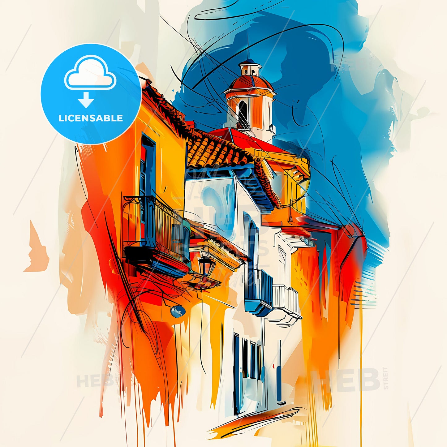 Vibrant Sincelejo, Colombia - A Painting Of A Building