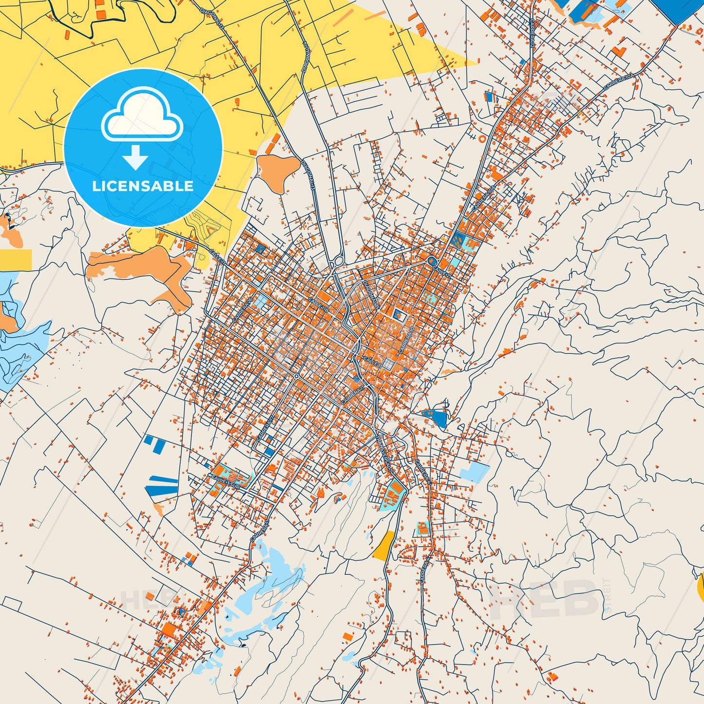 Colorful Sogamoso Street Map with Labels and Buildings