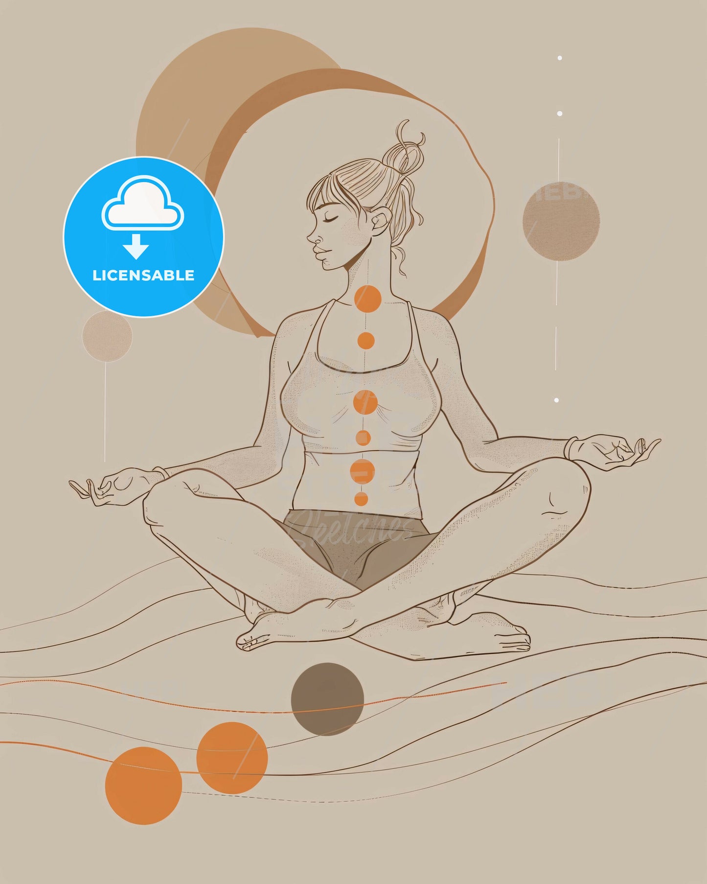 Cross-legged Radiance: Flowing Energy Centers - A woman sitting in a yoga pose