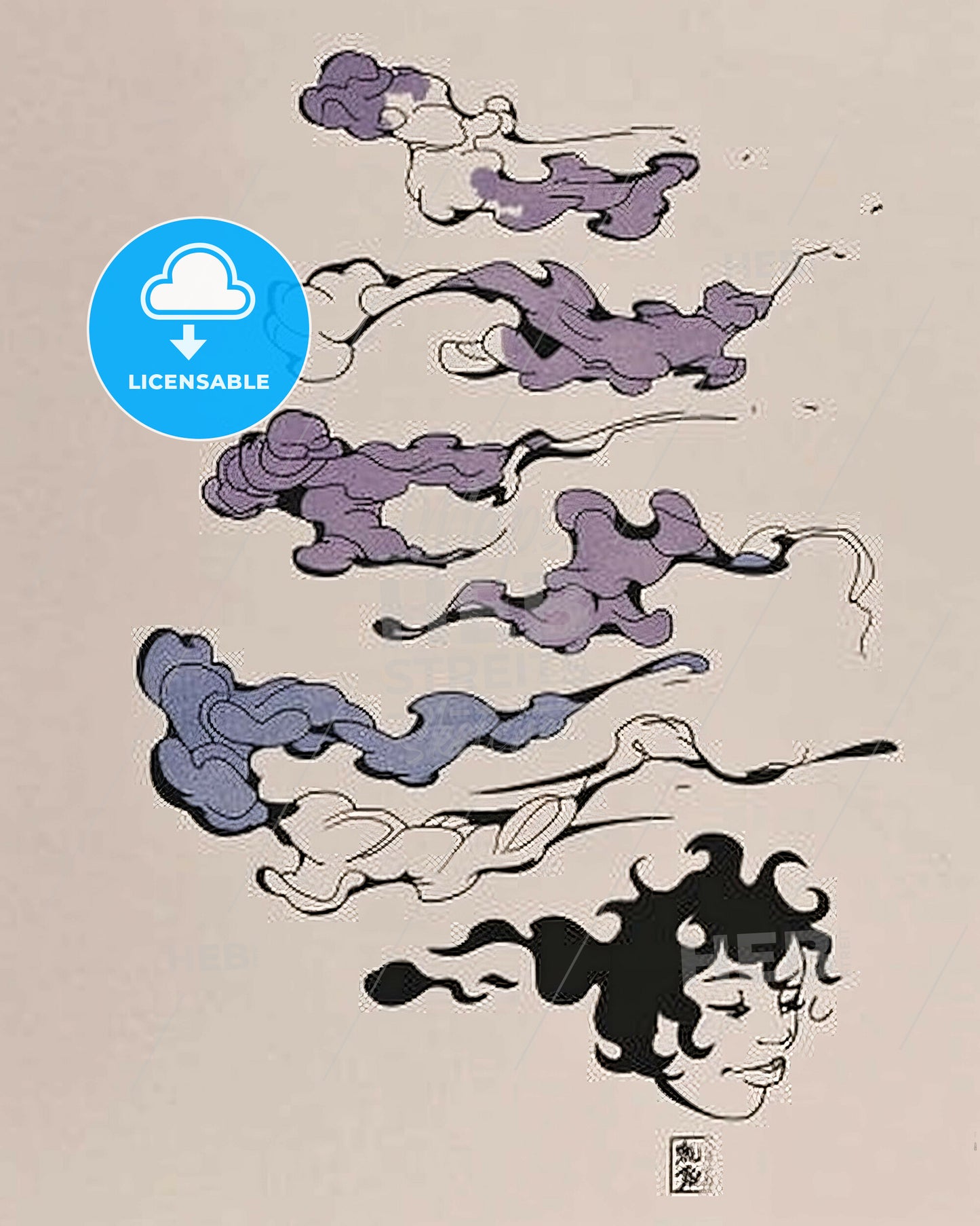 Slumbering Shadows: Minimalist Geometric Dream - A drawing of a woman's face and smoke