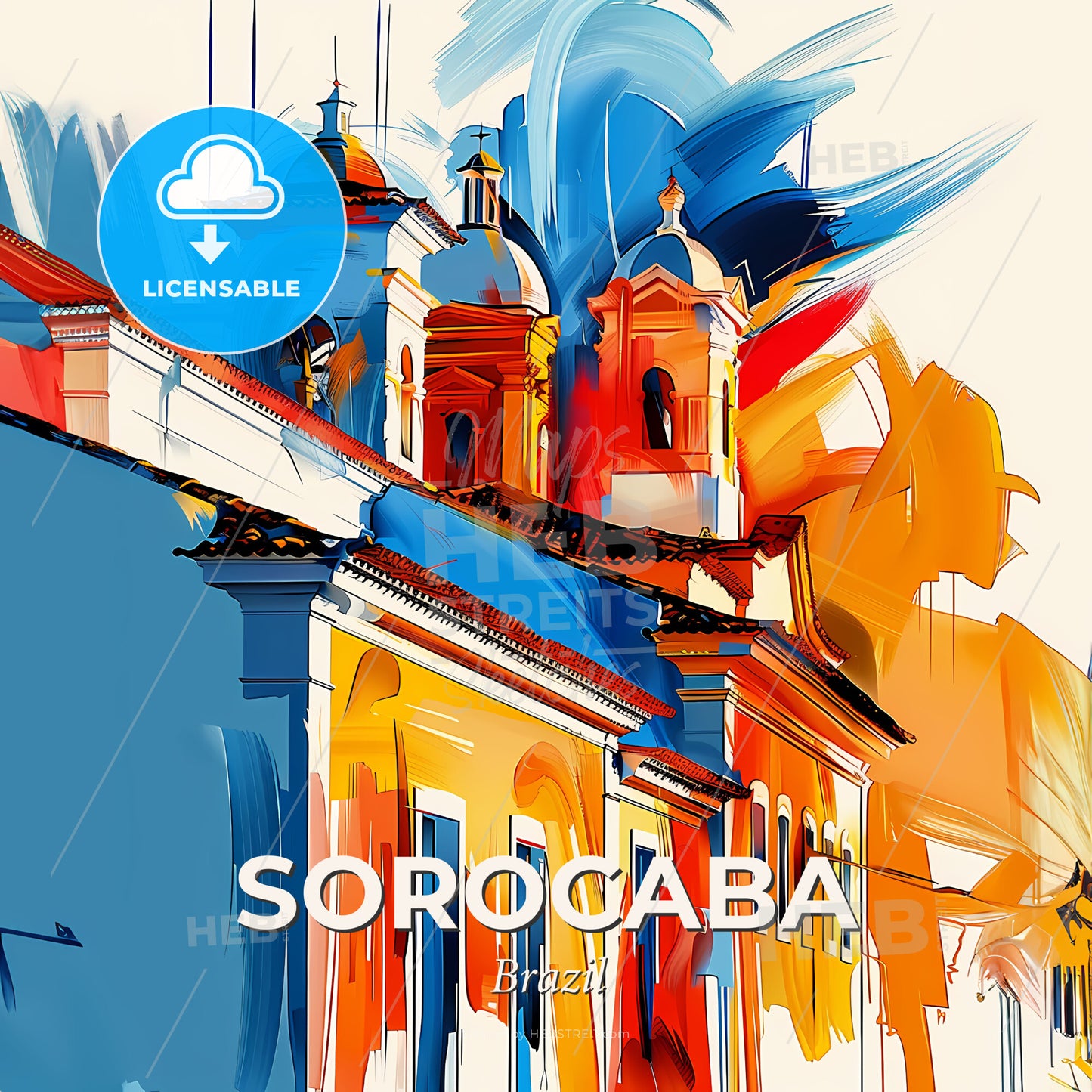 Vibrant Sorocaba, Brazil - A Colorful Painting Of A Building - Square format print template