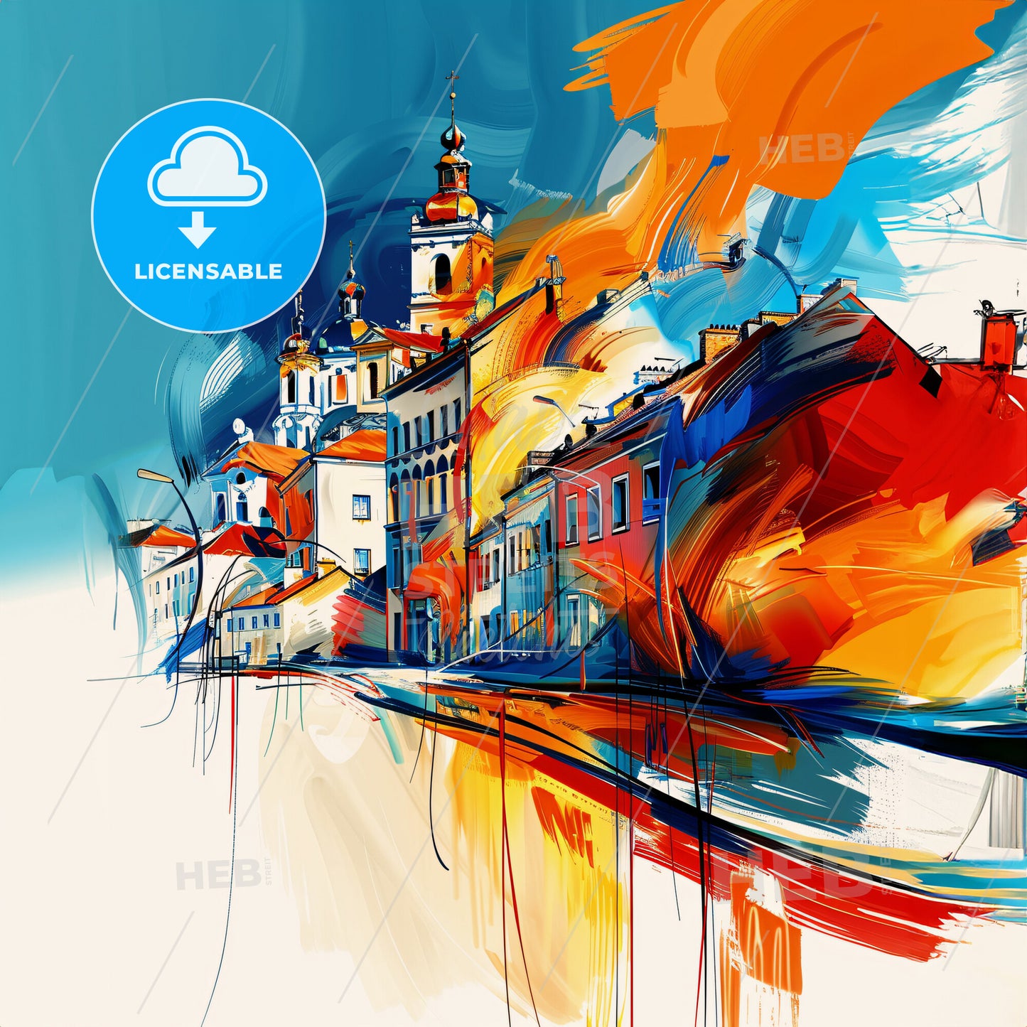 Vibrant Sosnowiec, Poland - A Colorful Painting Of Buildings