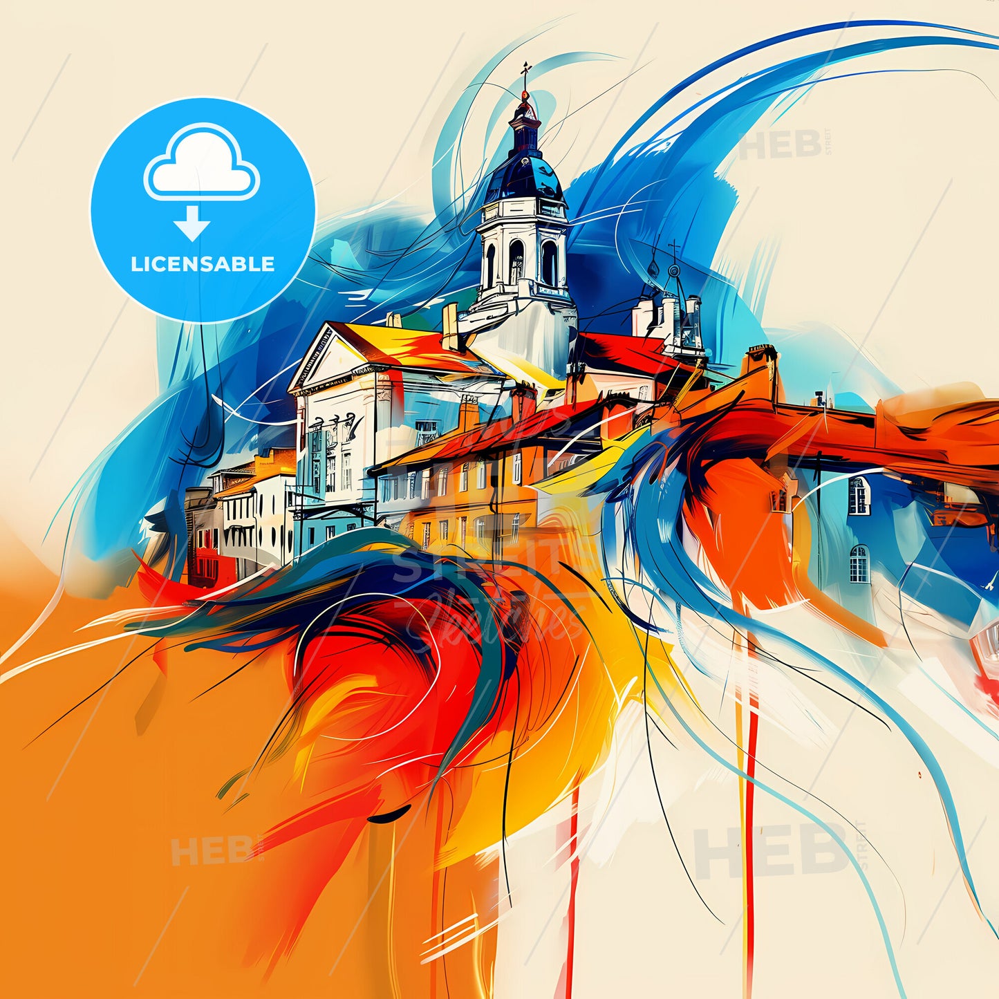 Vibrant St. Catharines, Canada - A Colorful Painting Of A Building