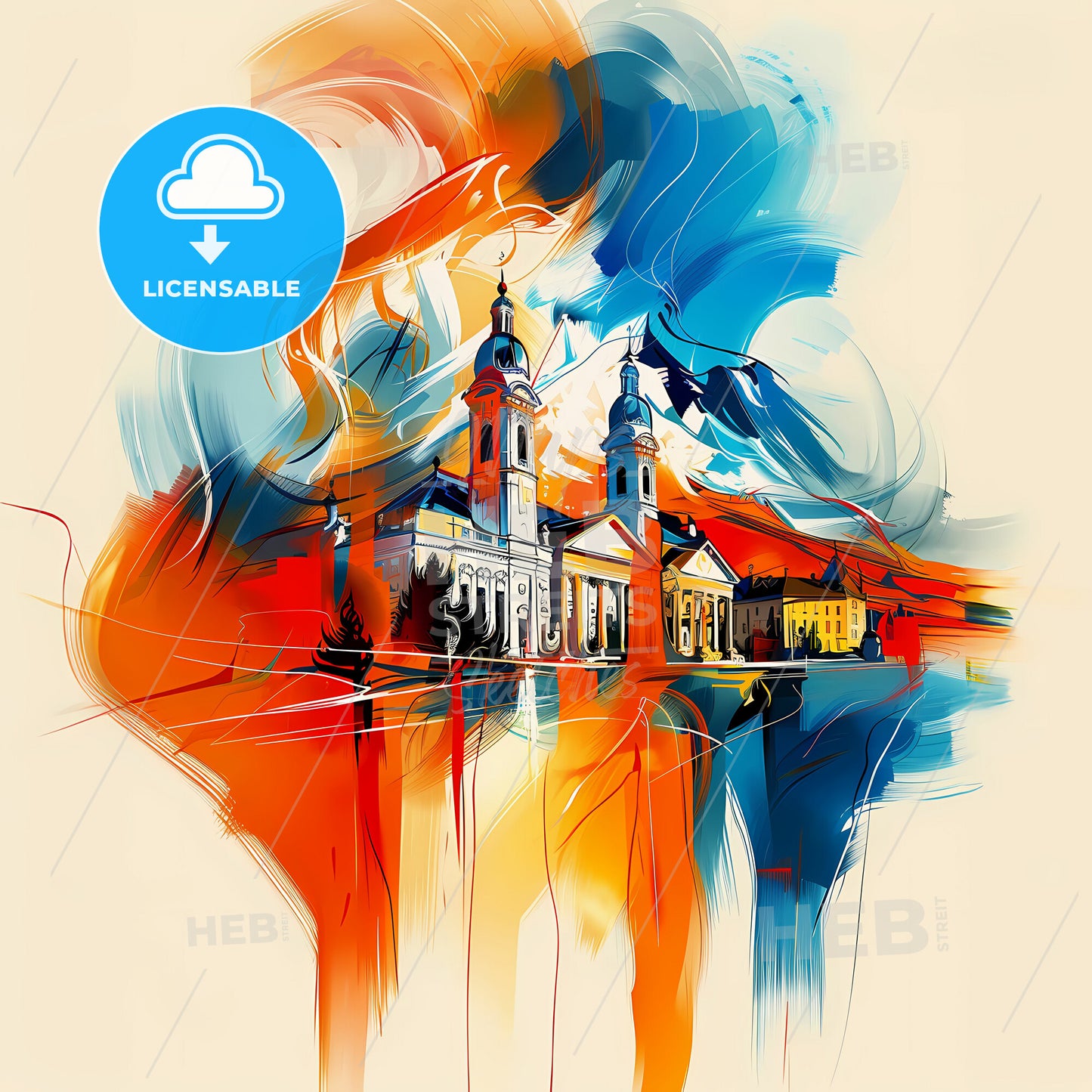 Vibrant St. Gallen, Switzerland - A Painting Of A Building