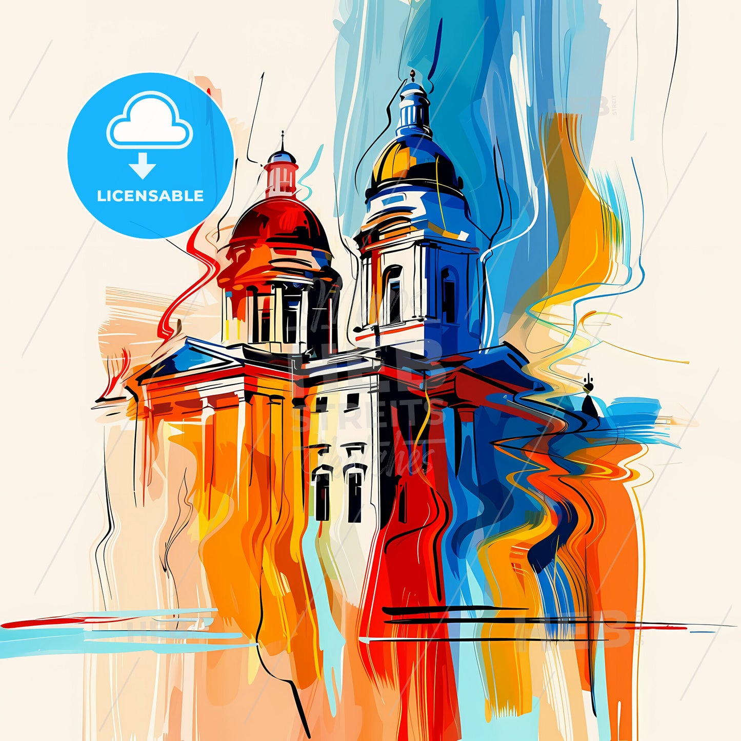 Vibrant St. Petersburg, Florida - A Painting Of A Building With Colorful Paint