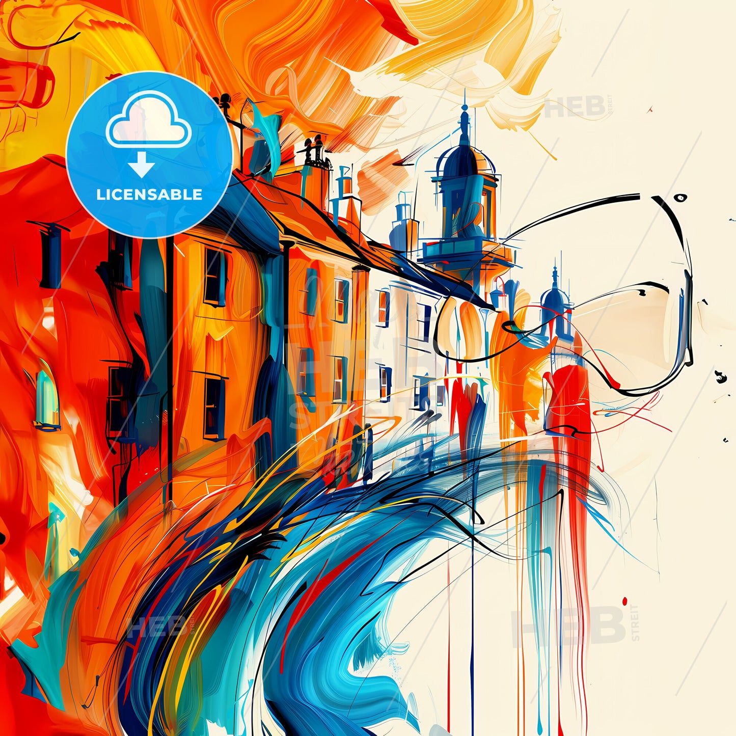 Vibrant Stafford, England - A Painting Of A Building