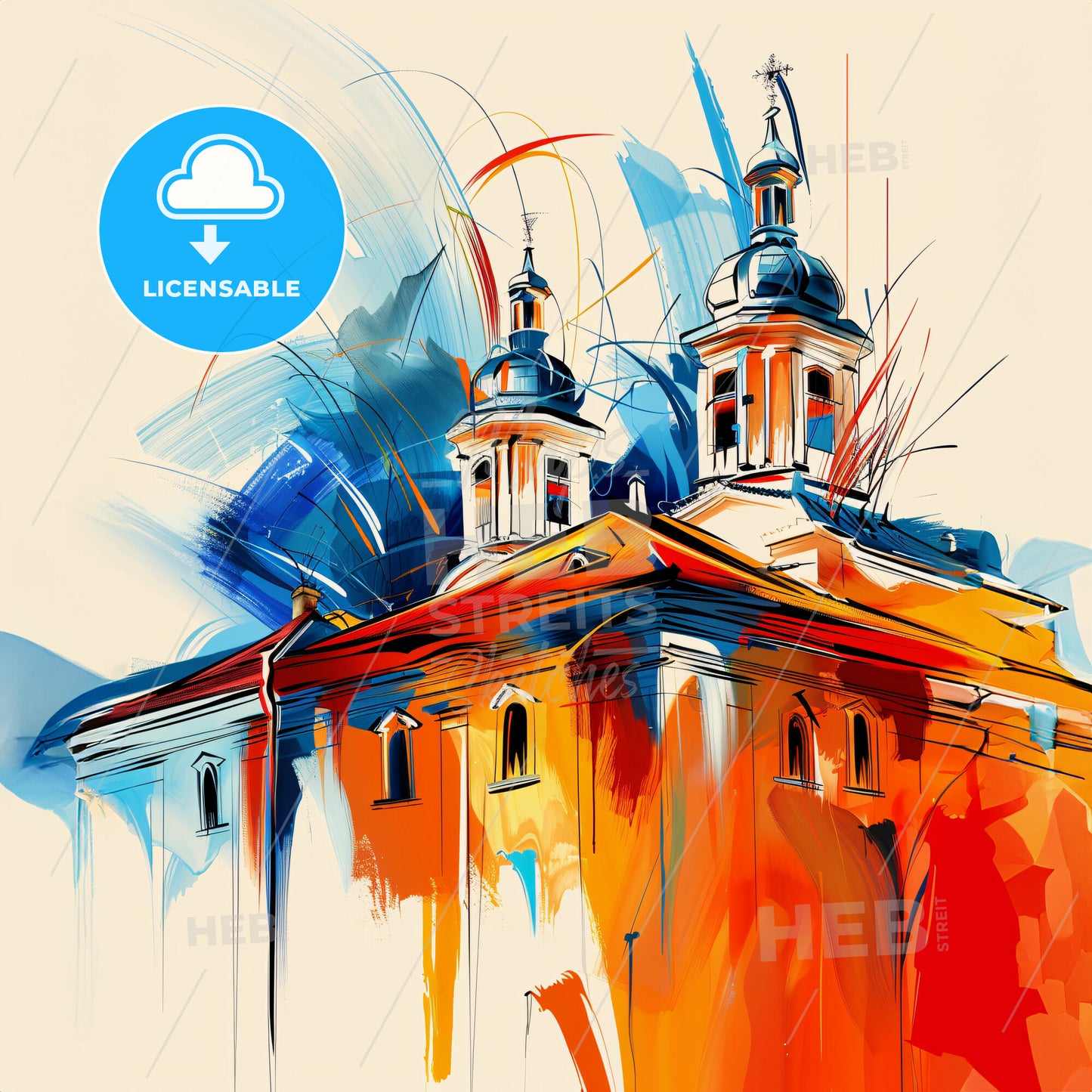 Vibrant Стара Загора, Bulgaria - A Painting Of A Building With A Colorful Design