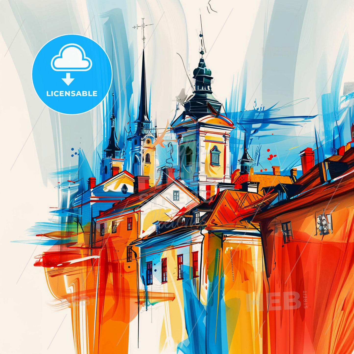 Vibrant Östersund, Sweden - A Colorful Painting Of A Building