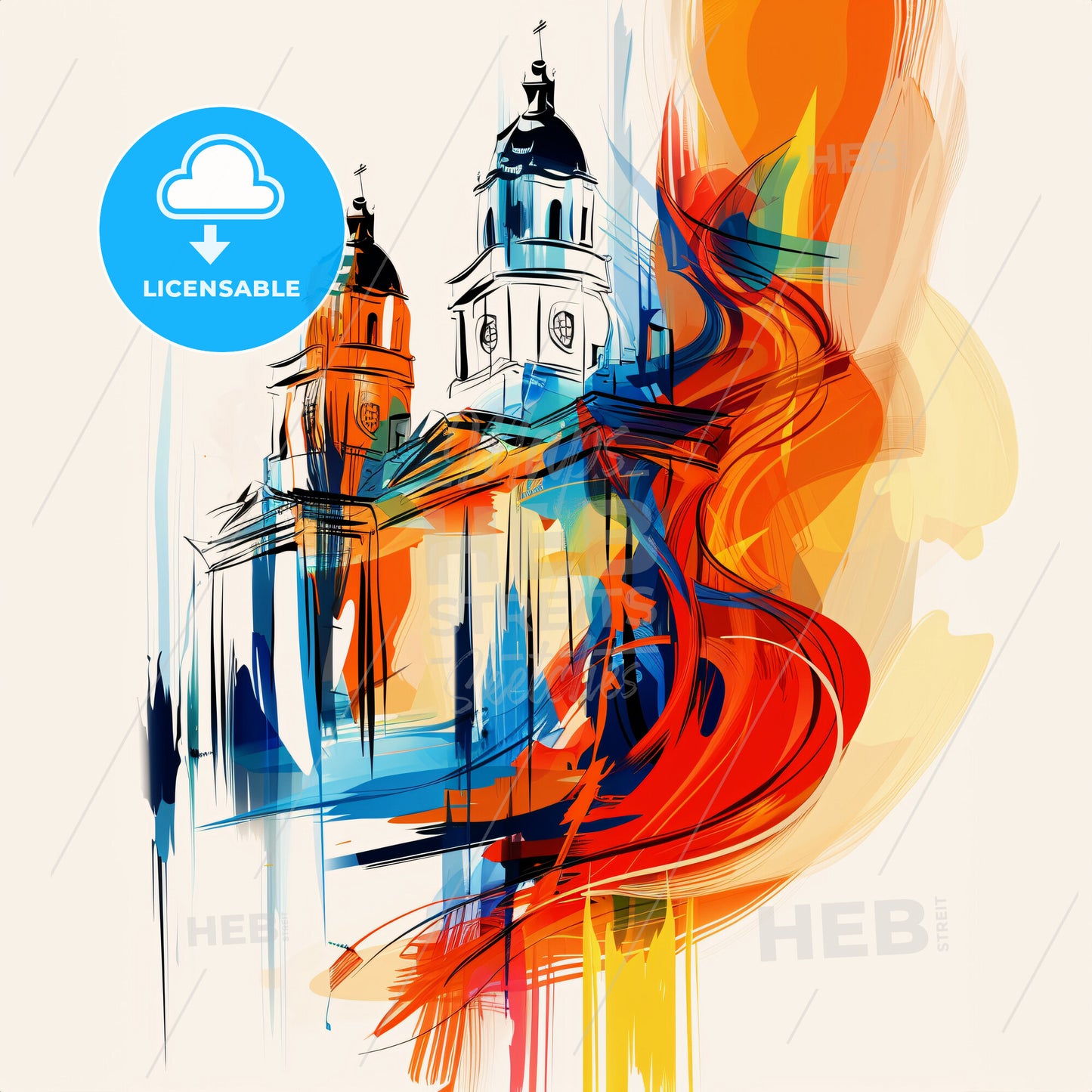 Vibrant Stockton, California - A Painting Of A Building With A Fire