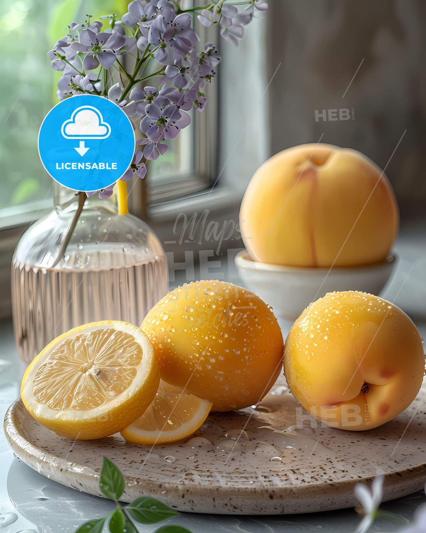 Minimalist Commercial Photography Flatlay Table Top Composition, Fruits in Plate