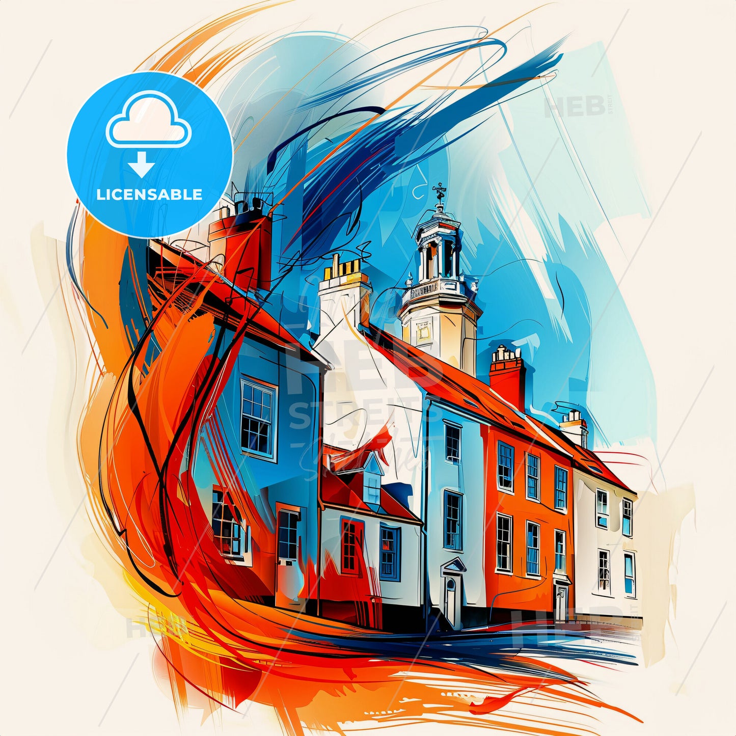 Vibrant Sunderland, England - A Colorful Painting Of Buildings