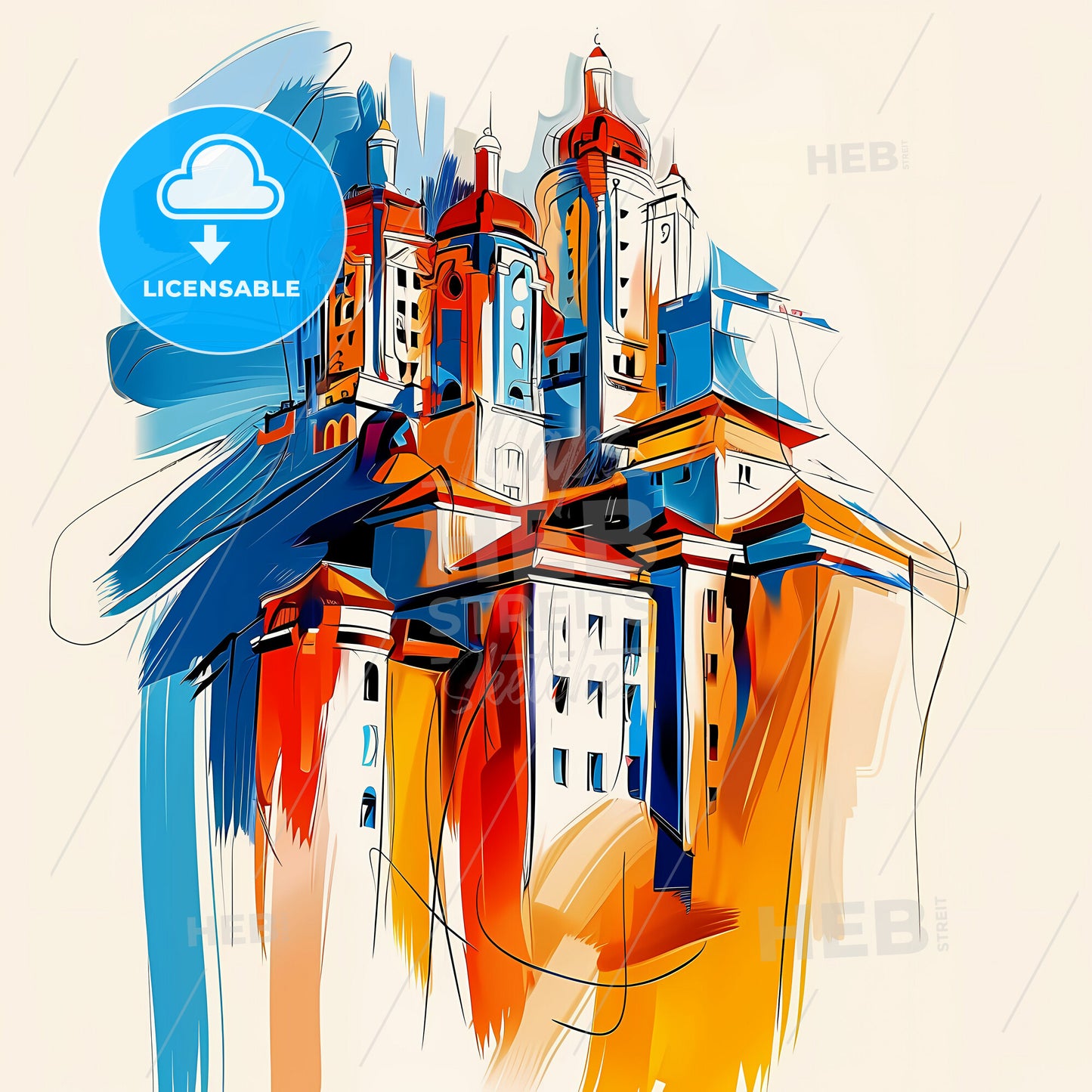 Vibrant Surabaya, Indonesia - A Colorful Drawing Of A Building