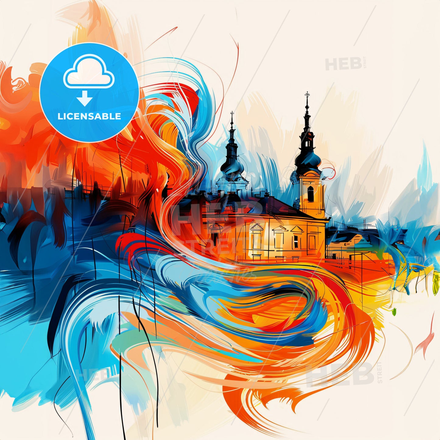 Vibrant Székesfehérvár, Hungary - A Painting Of A Building With Colorful Paint