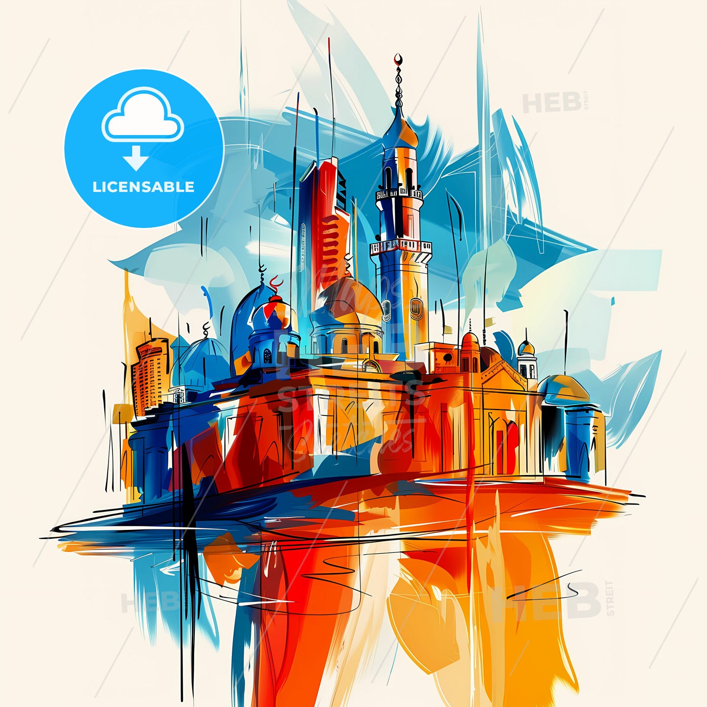 Vibrant Taif, Saudi Arabia - A Colorful Painting Of A Building