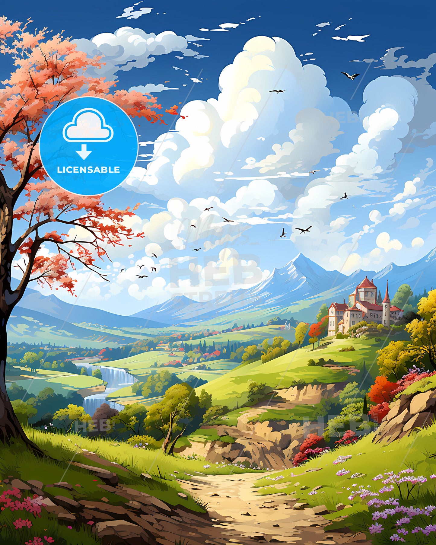 Taif Saudi Arabia Cityscape Urban Cityscape Artwork Oil Painting Panorama