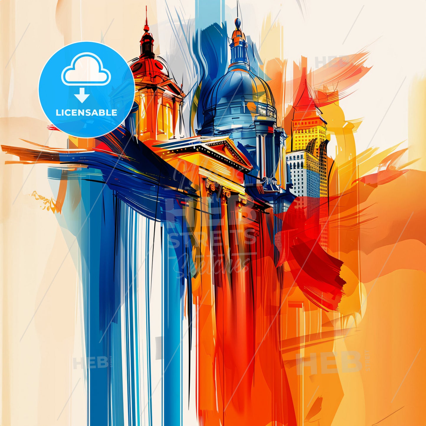 Vibrant Tampa, Florida - A Painting Of A Building With A Dome And A Building With A Building In The Background