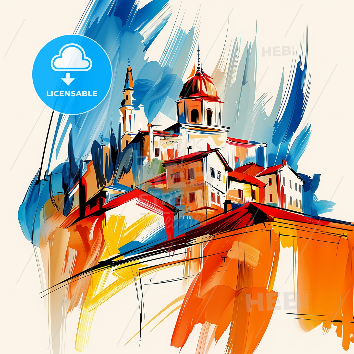 Vibrant Tartus, Syria - A Painting Of A Building