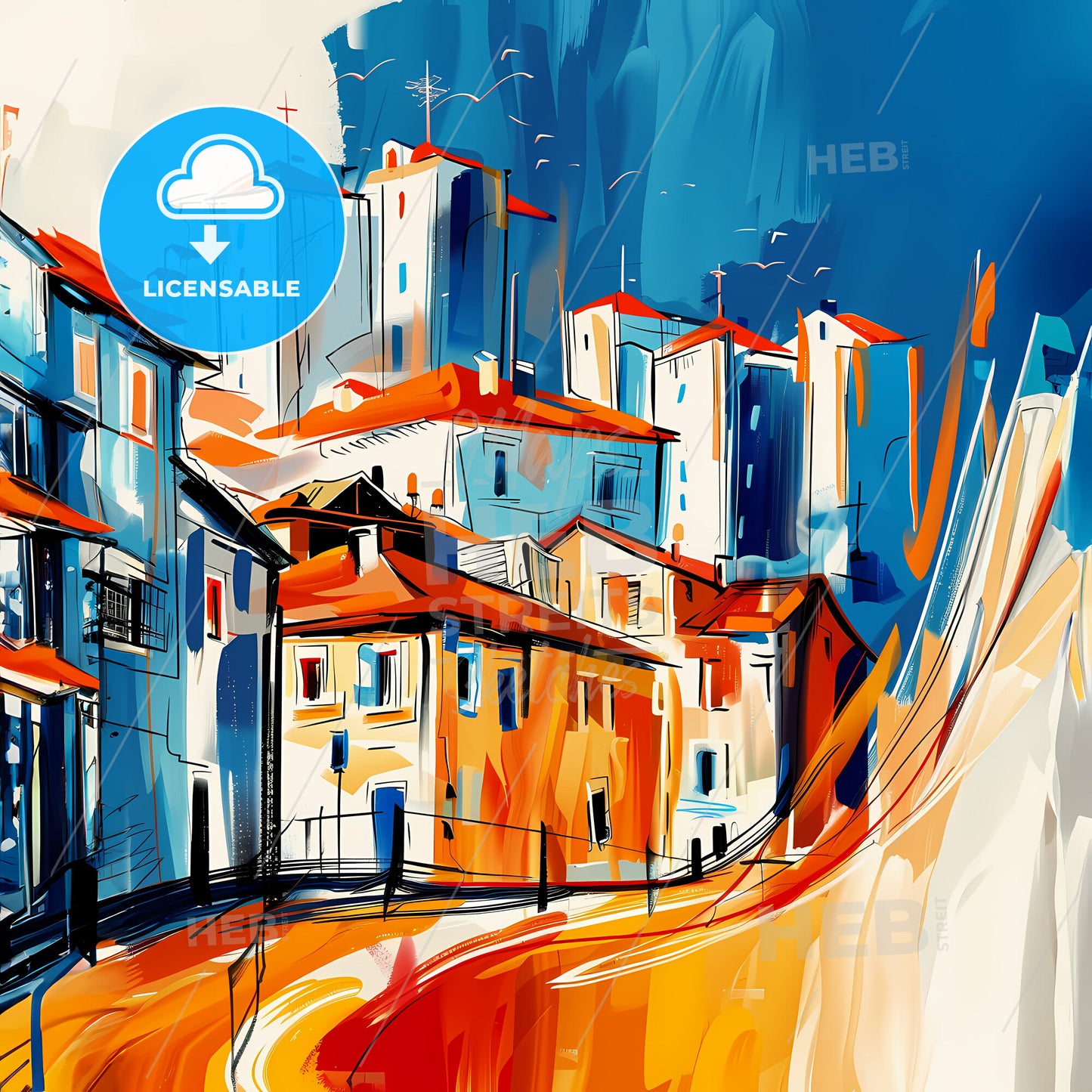 Vibrant Tel Aviv-Yafo, Israel - A Painting Of A City