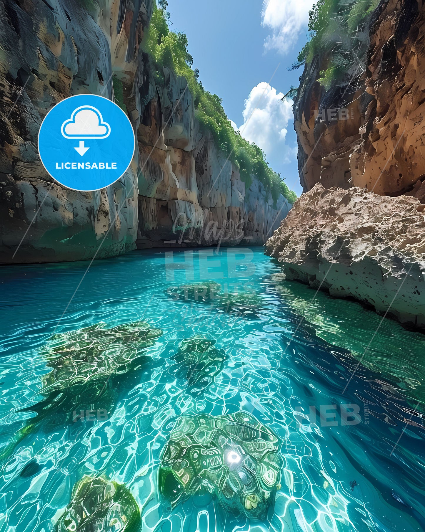 Blue Water Rocks Trees Art Painting Bahamas