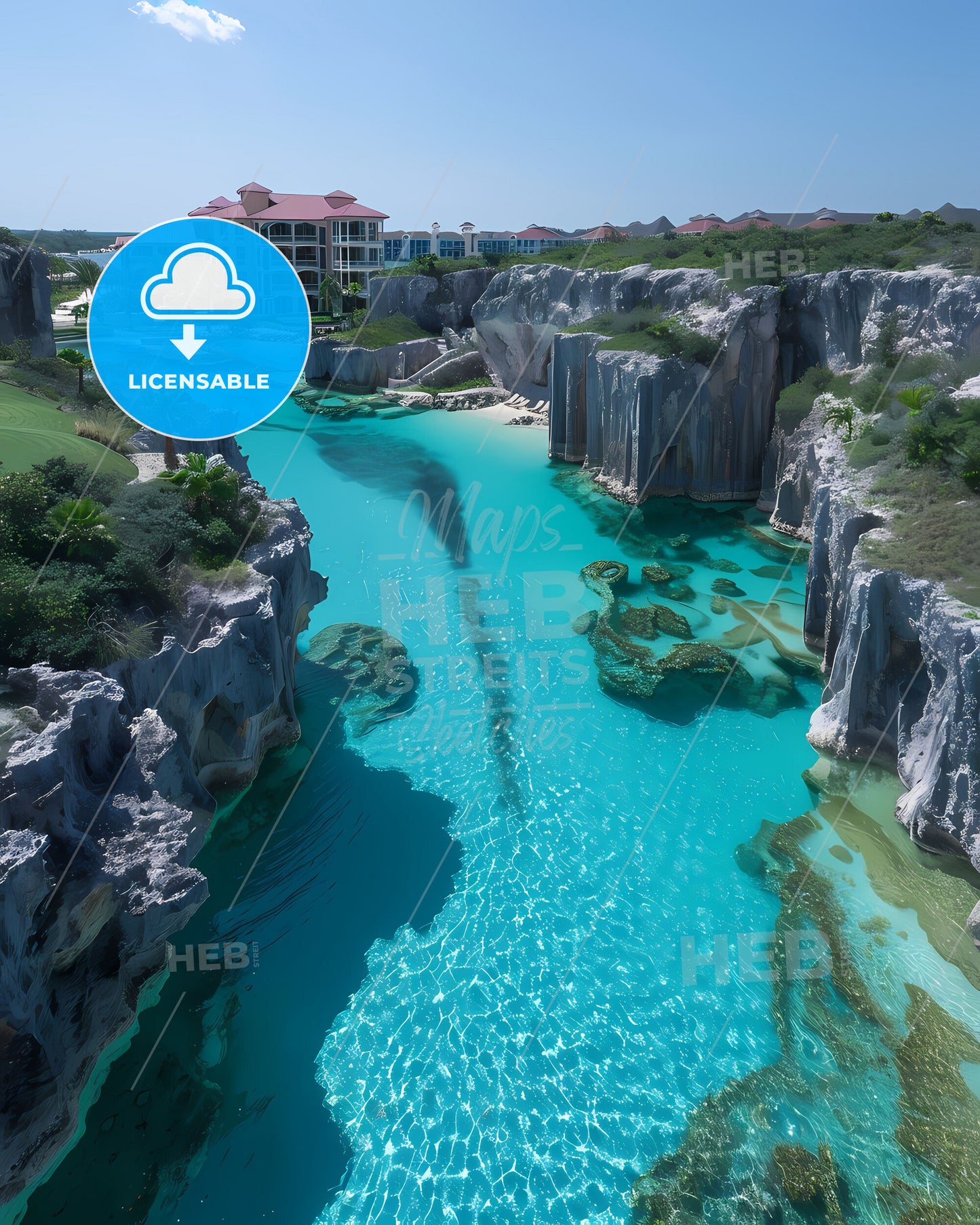 Arts Painting, Bahamas, Nature, River, Rocks, Building, North America Artwork