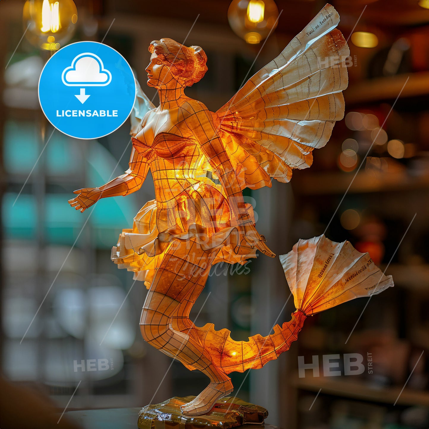 The Birth of Venus - A statue of a woman with wings and fan