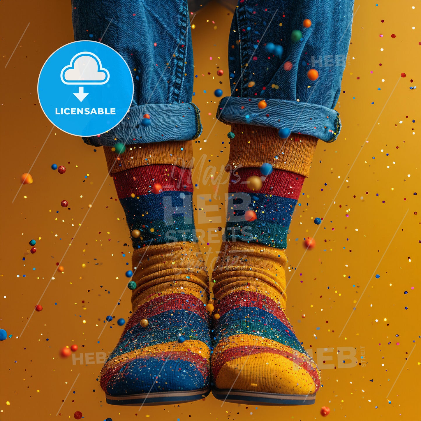 The Great Escape of the Mischievous Socks - A persons legs in colorful socks and socks