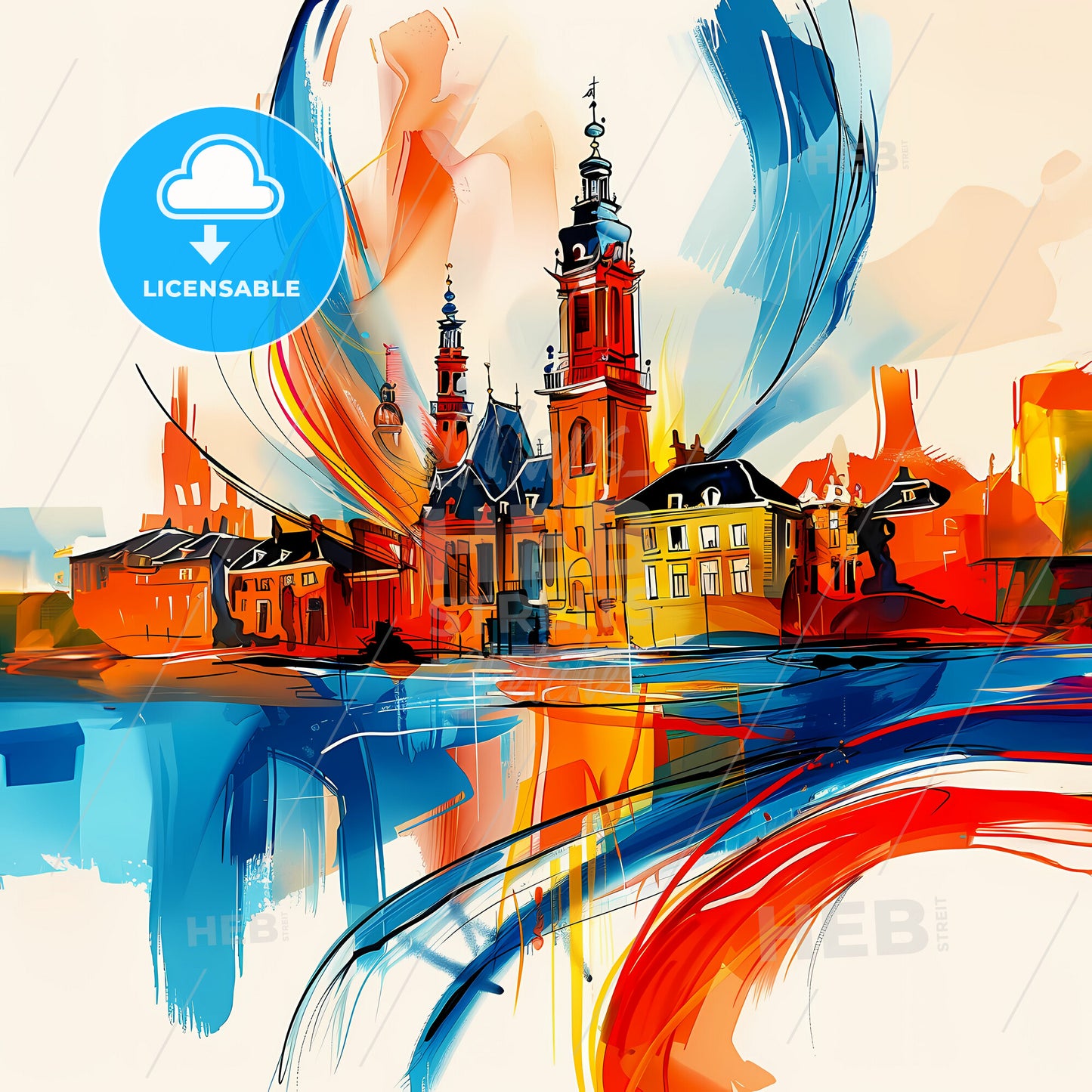 Vibrant Den Haag, Netherlands - A Painting Of A City