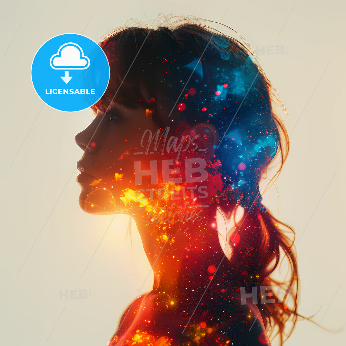 The Ripple Effect: Movement in Stillness - A profile of a woman with colorful lights