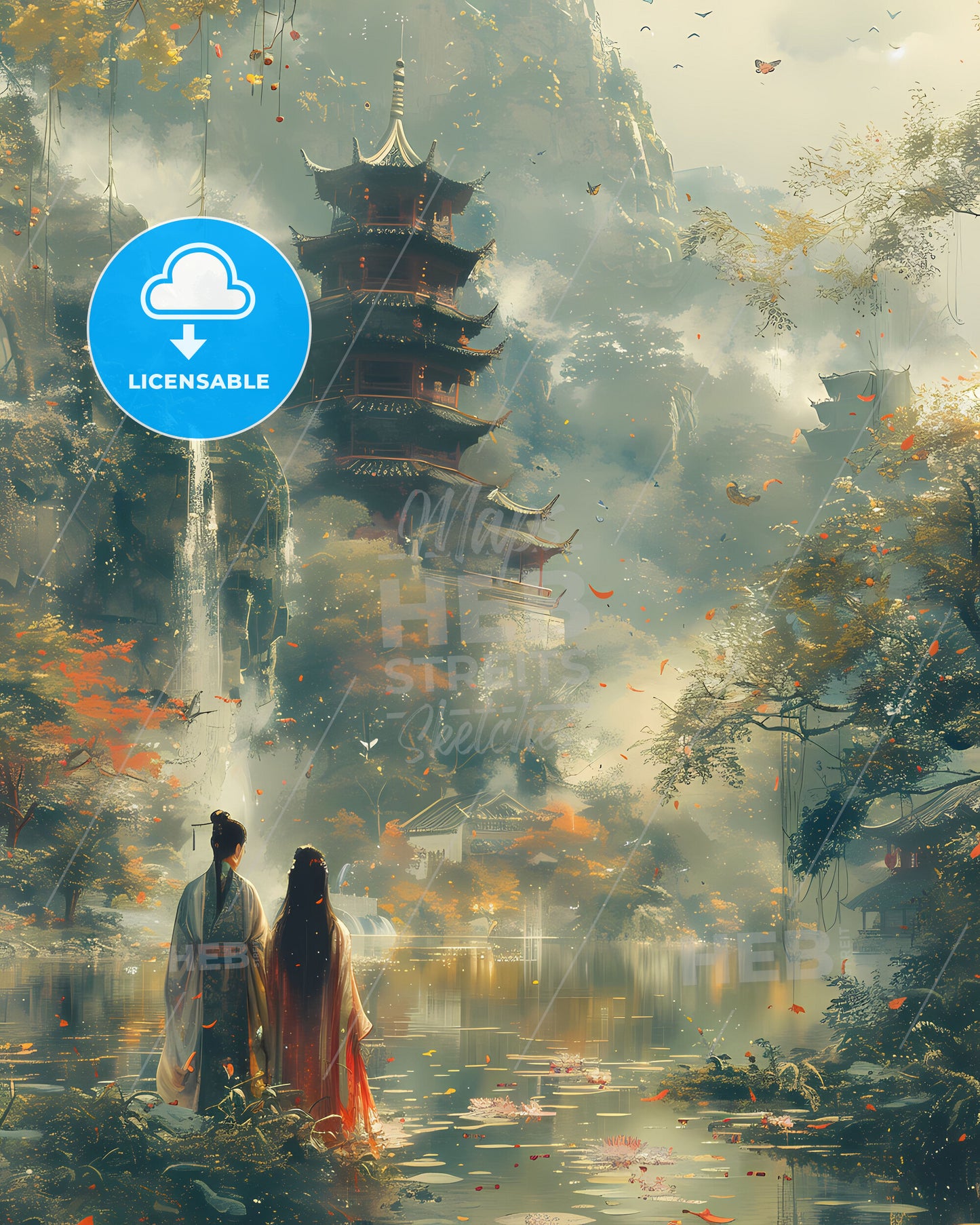 Qingming Festival Spring Rejuvenation Artwork Painting Pagoda Earth Revival