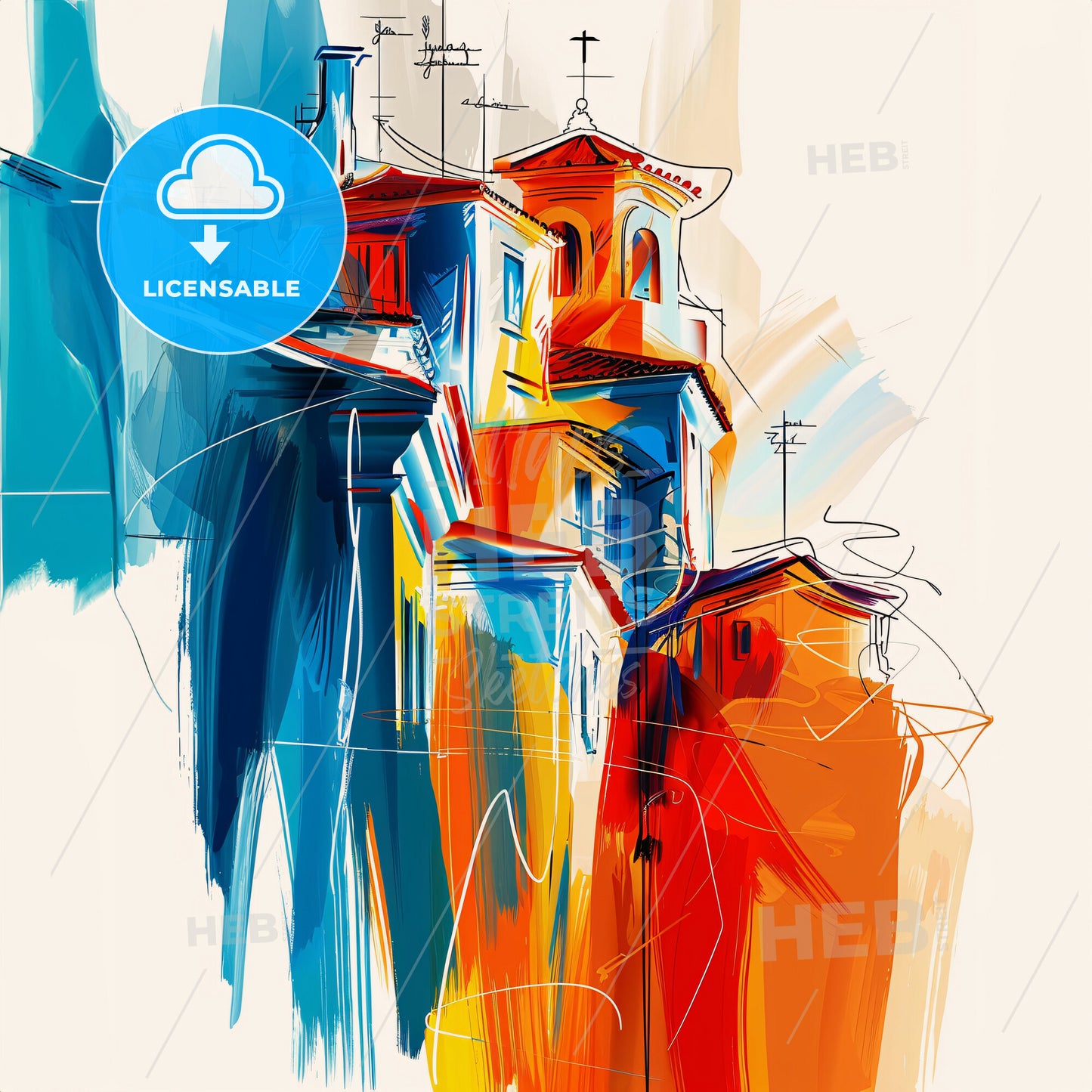 Vibrant Thessaloniki, Greece - A Painting Of A Building