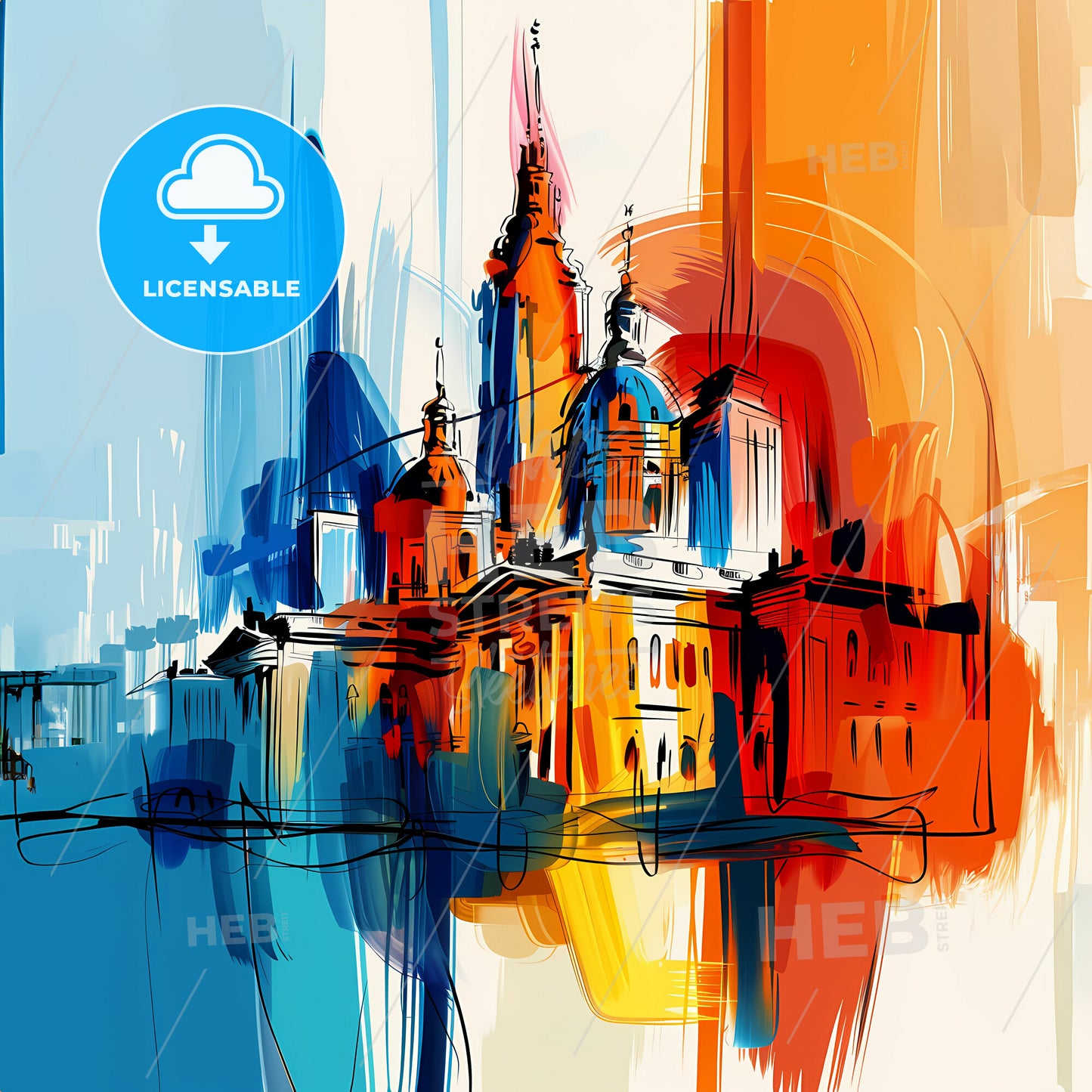 Vibrant Tianjin, China - A Painting Of A Building