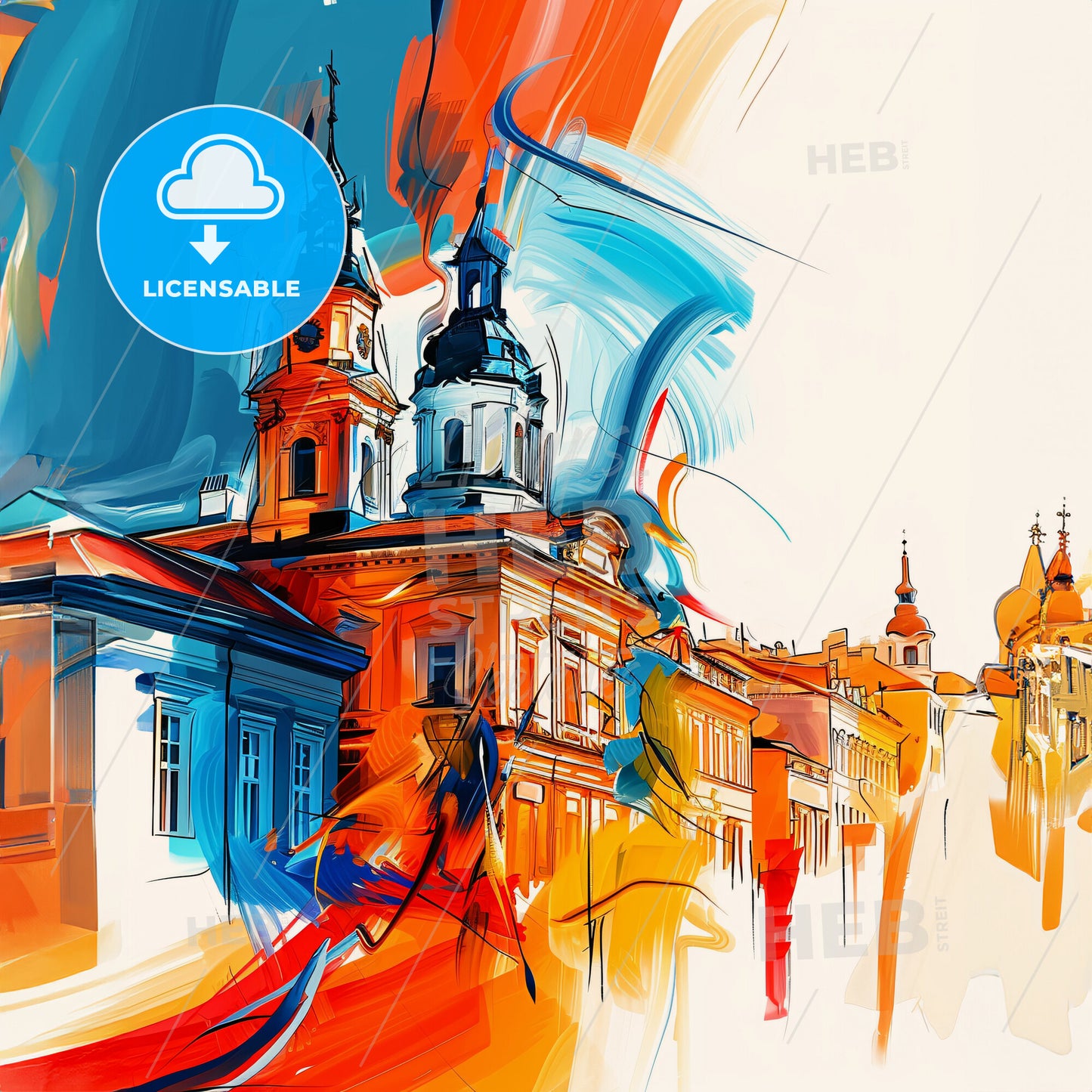 Vibrant Timișoara, Romania - A Colorful Painting Of A Building