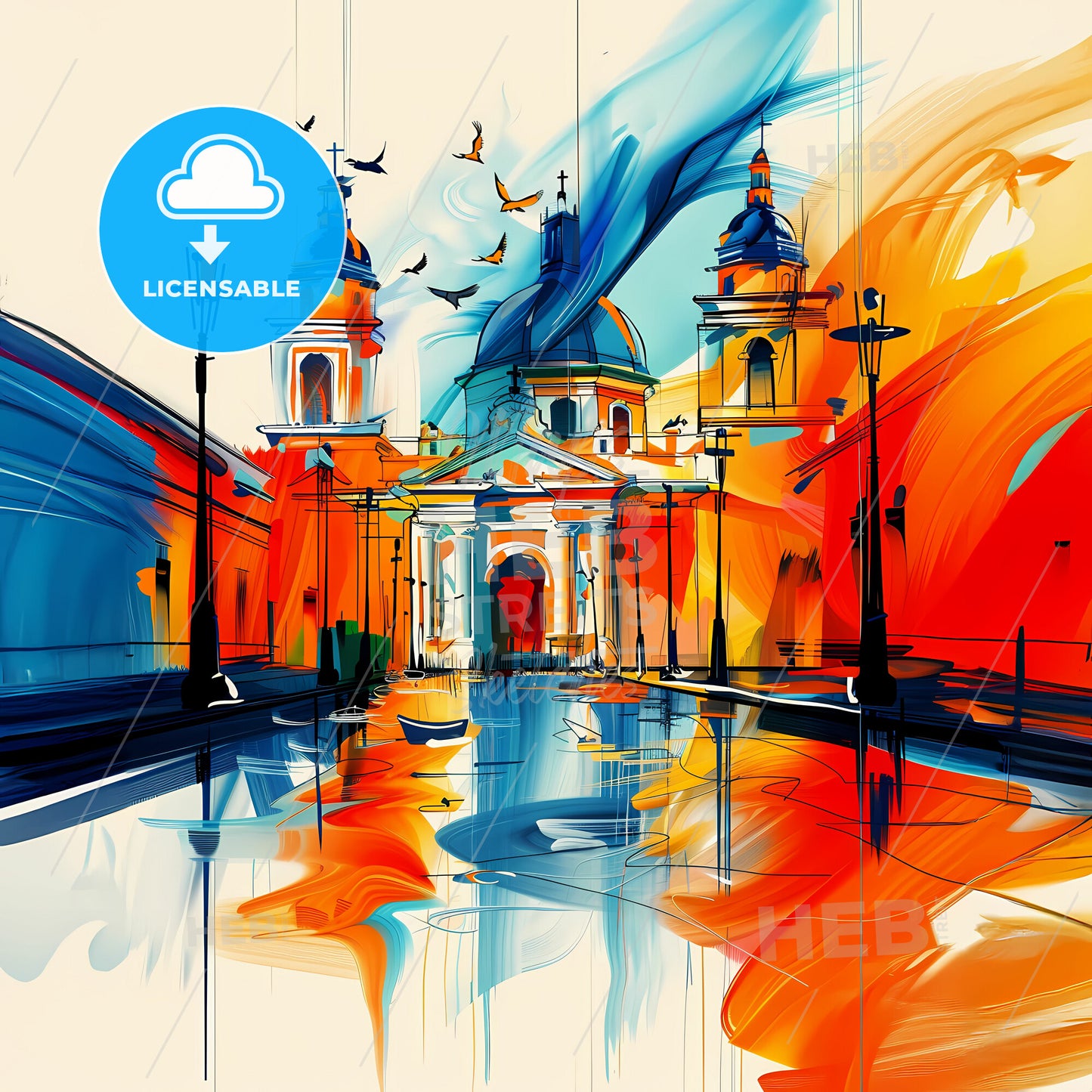 Vibrant Tonalá, Mexico - A Painting Of A Building With A Colorful Background