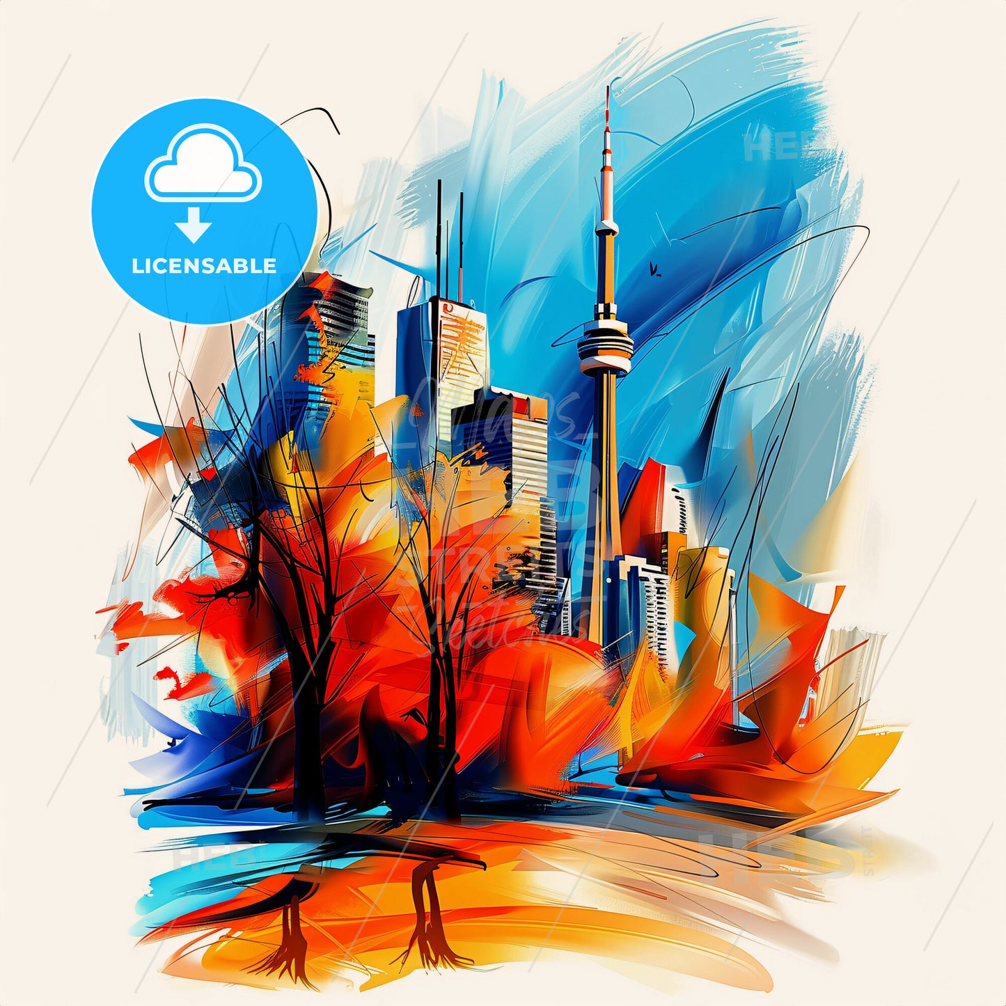 Vibrant Toronto, Canada - A Painting Of A City