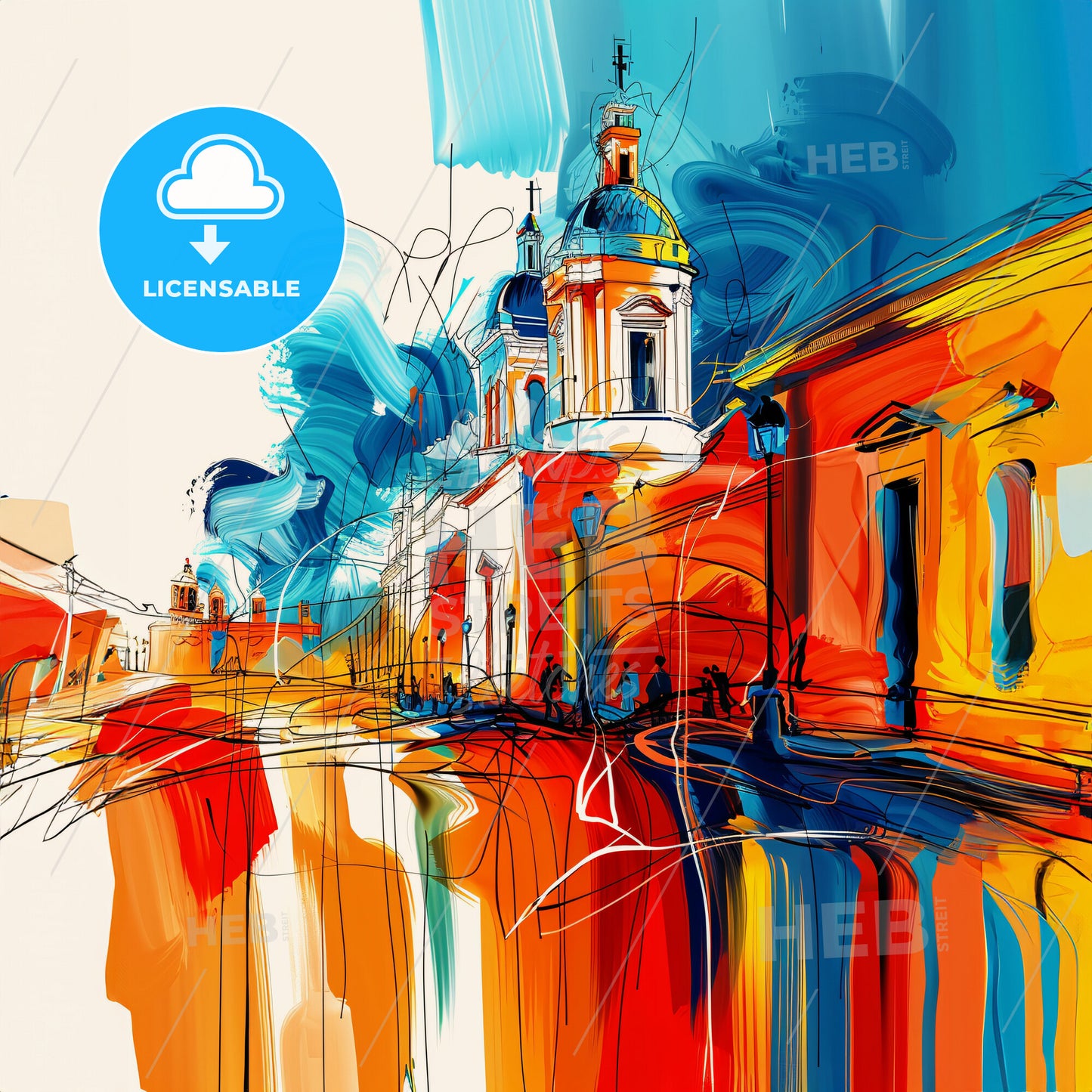 Vibrant Torreón, Mexico - A Colorful Painting Of A Building