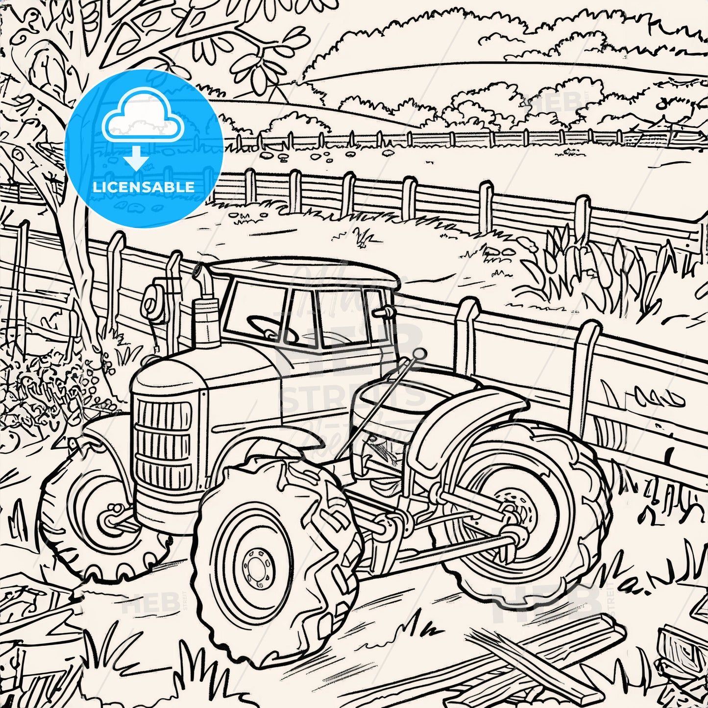 Tractor - A Coloring Page Of A Tractor