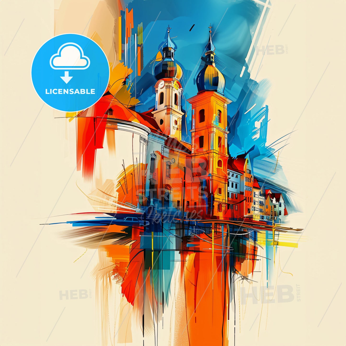 Vibrant Trier, Germany - A Painting Of A Building