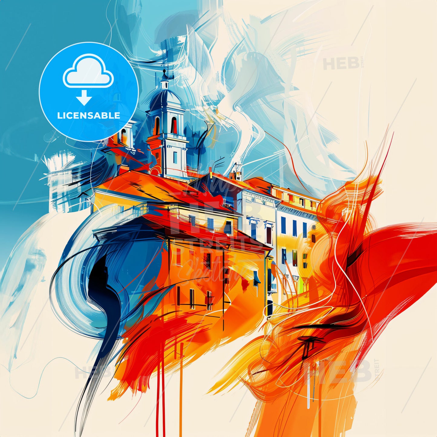 Vibrant Trieste , Italy - A Painting Of A Building