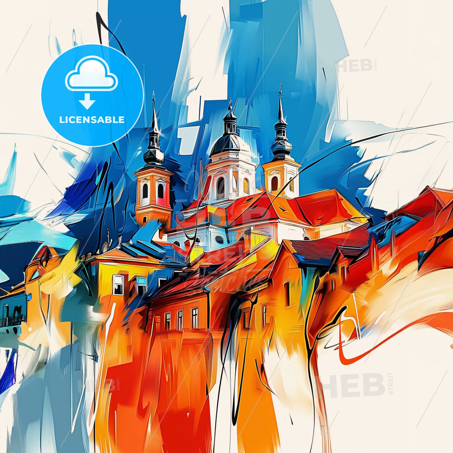 Vibrant Trnava, Slovakia - A Painting Of A Building