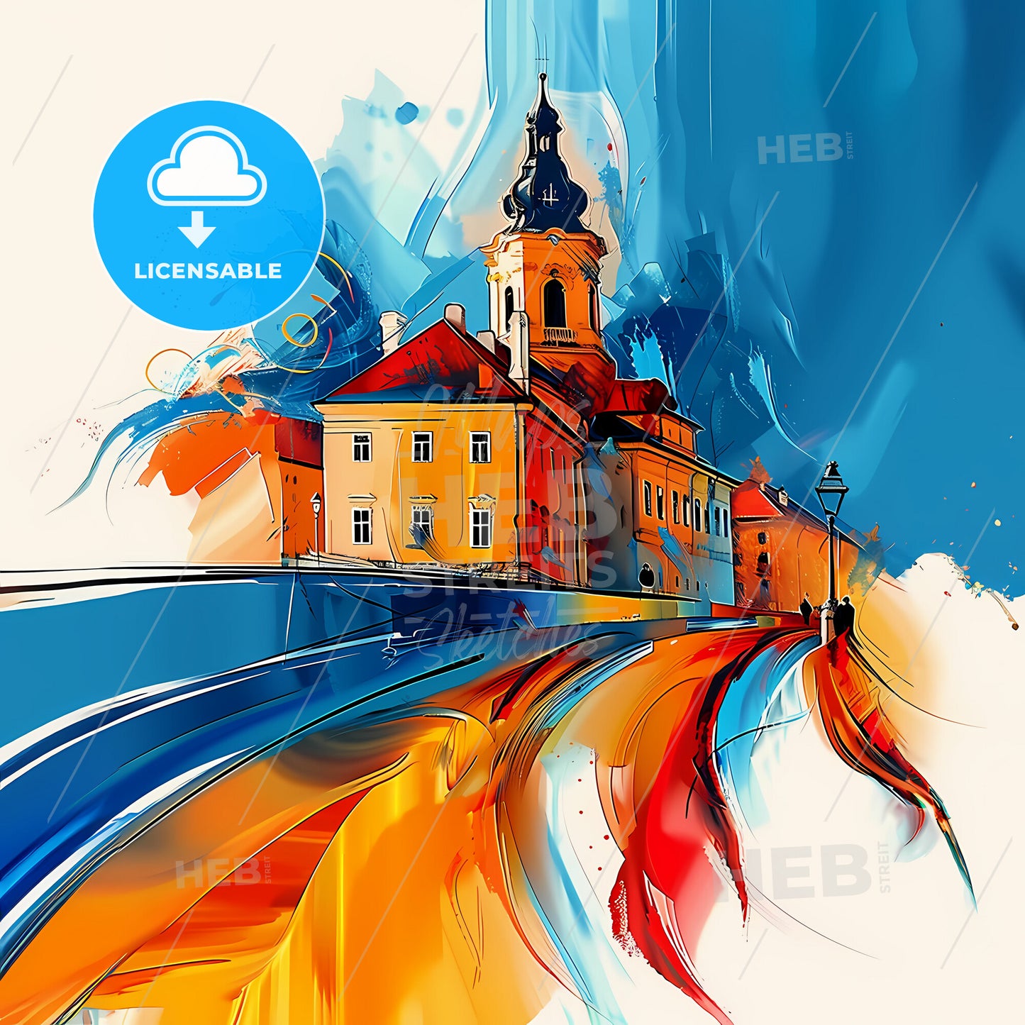 Vibrant Trnava, Slovakia - A Painting Of A Building